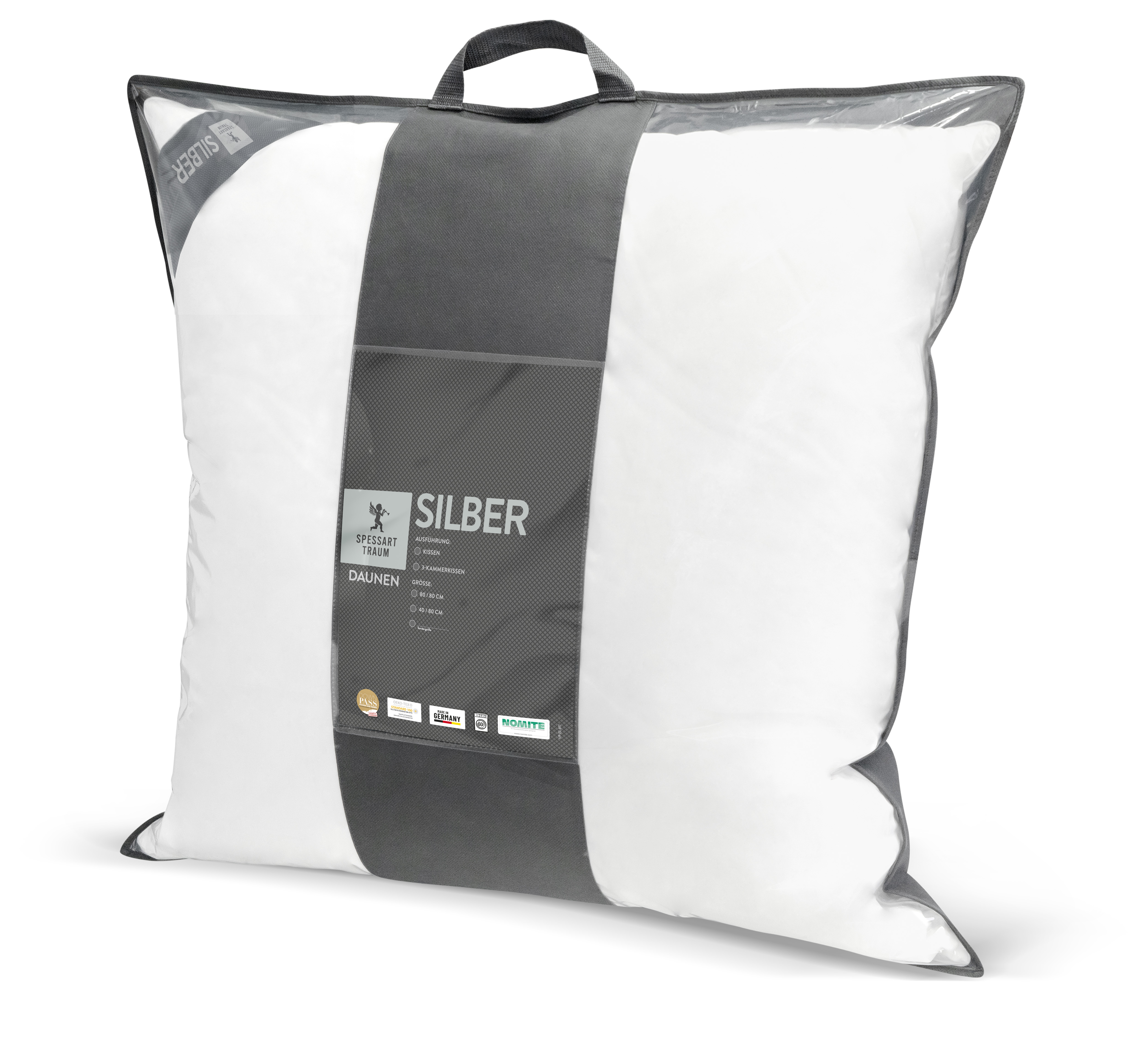 Thumbnail - SPESSARTTRAUM 3-Kammer-Kopfkissen "Silber" Füllung: Außen: 100% Daunen; Innen: 100% Federn 1 Stk. tlg. hergestellt in De...
