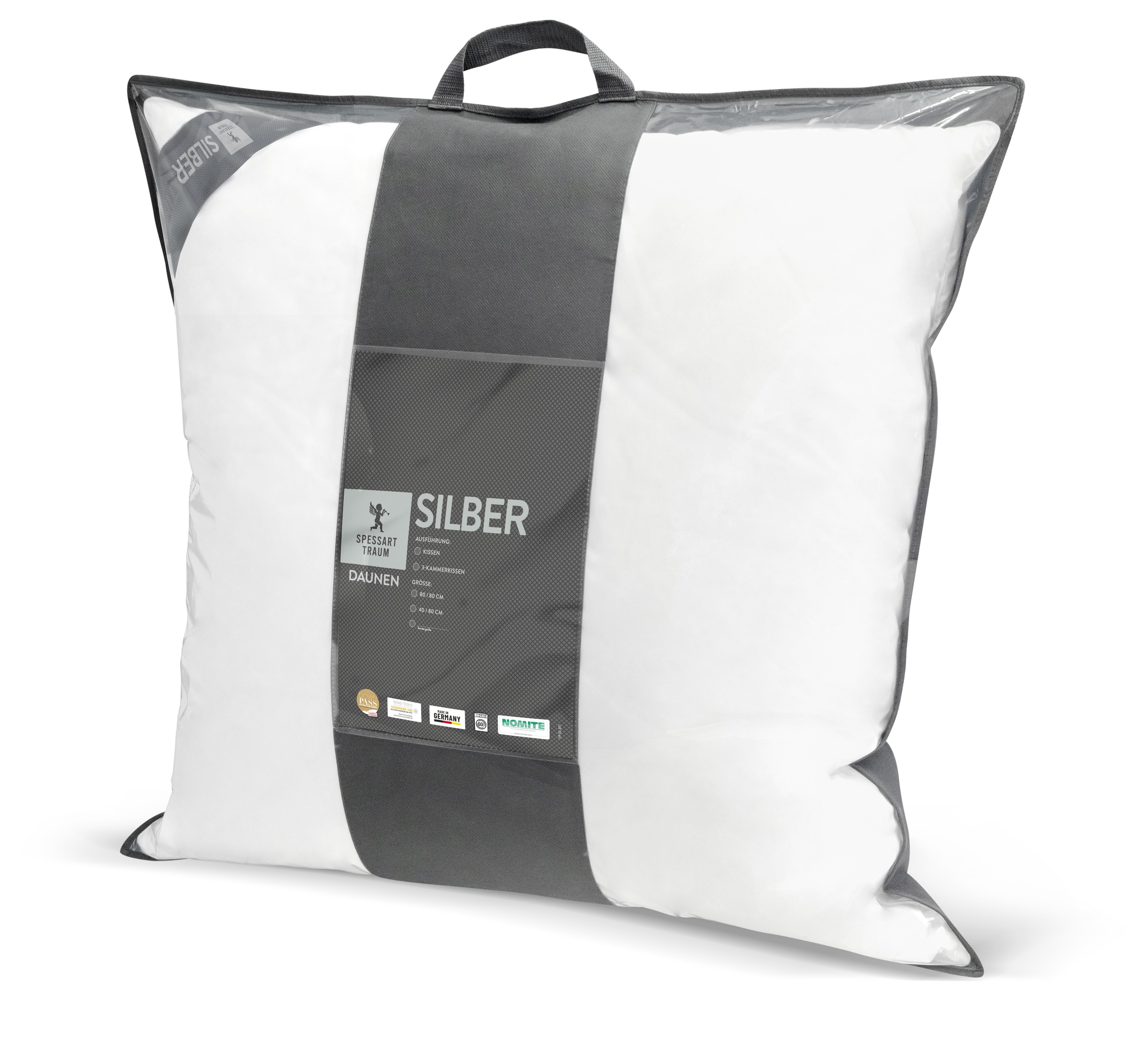 Thumbnail - SPESSARTTRAUM 3-Kammer-Kopfkissen "Silber" Füllung: Aussen100DaunenInnen100Federn 1 Stk. tlg. hergestellt in Deutschland...