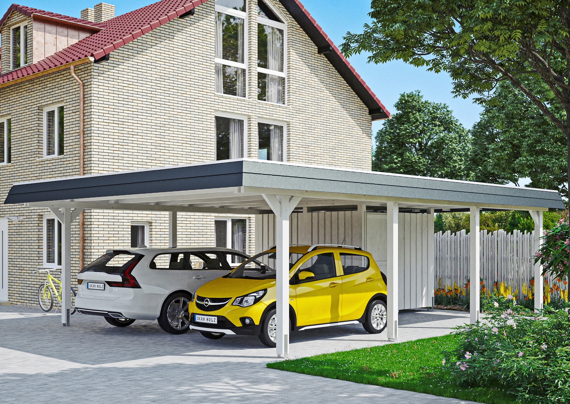 Doppelcarport SKANHOLZ, weiß, Carports, "Wendland"
