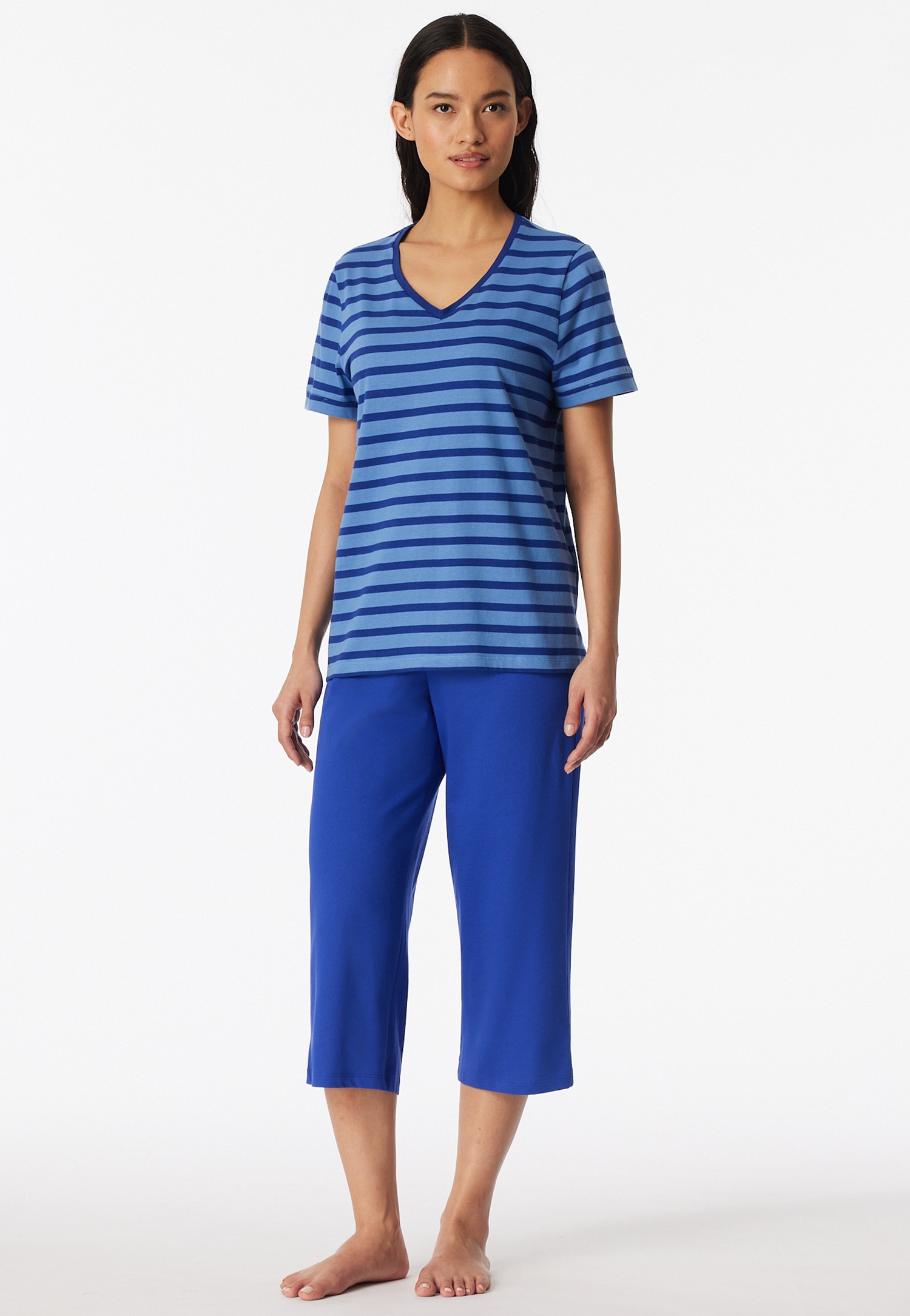 Schiesser Schlafanzug »Casual Essentials« 2tlg.,  mit modisch umgeschlagenen Ärmeln