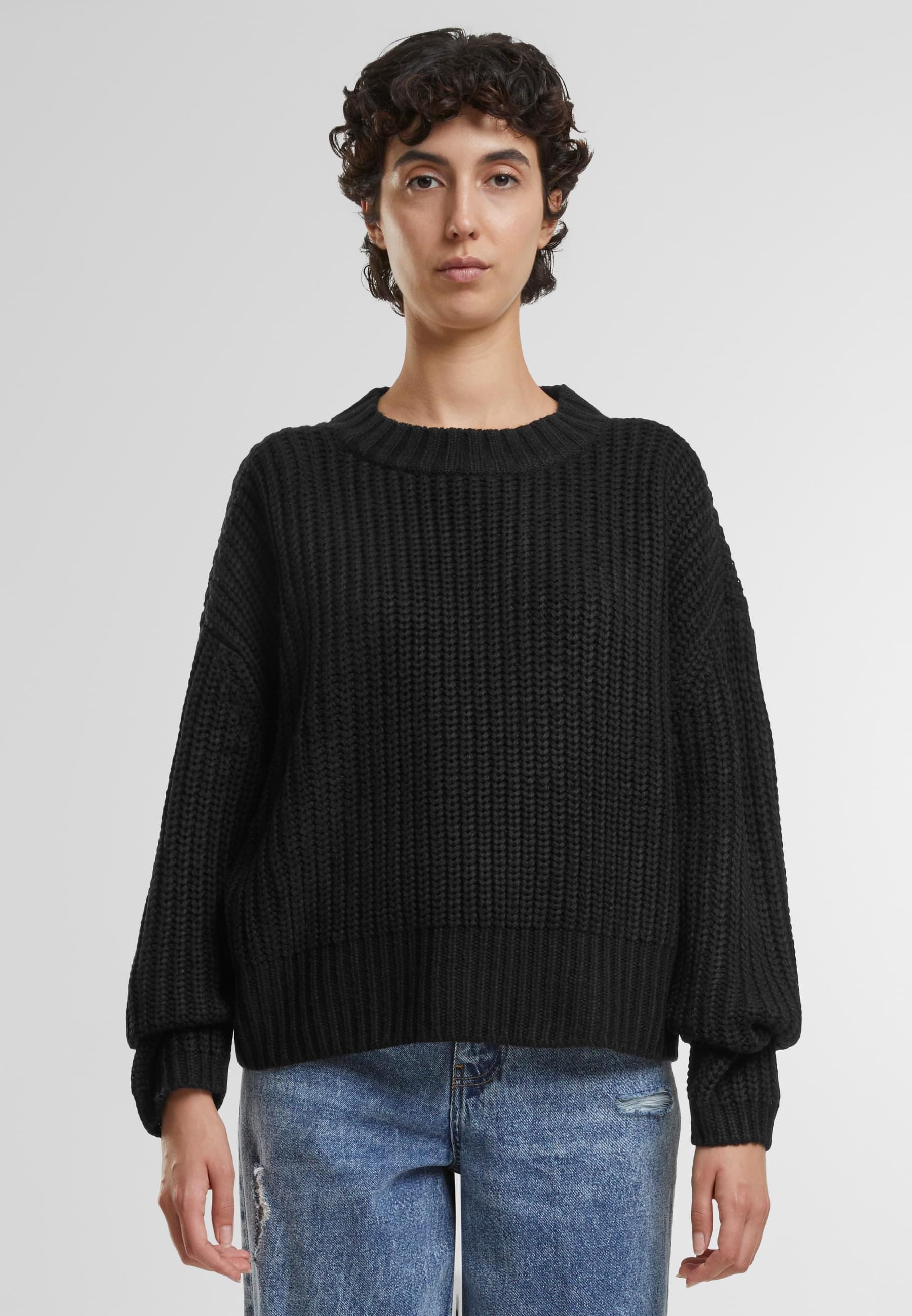 URBAN CLASSICS Rundhalspullover »Urban Classics Ladies Wide Basic Oversized Sweater«, (1 tlg.)