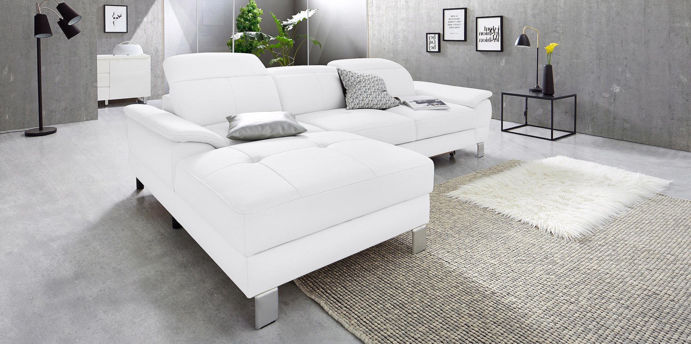 exxpo - sofa fashion Ecksofa »Mantua 2, inkl. Kopf- bzw. Rückenverstellung, bequem, L-Form«, wahlweise mit Bettfunktion und Bettkasten, tolle Verarbeitungsdetails