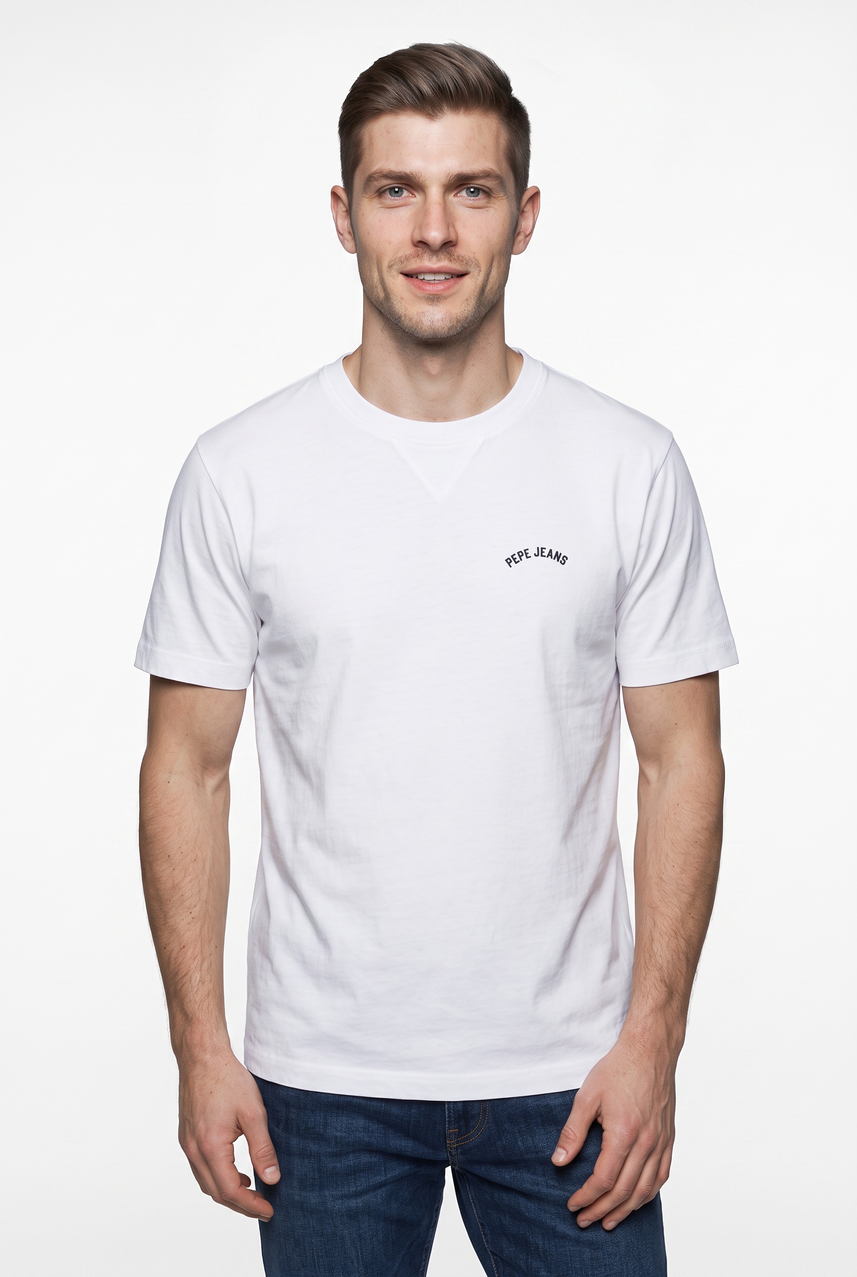 Pepe Jeans T-Shirt "JOHN TEE" mit V-Naht am Rundhals