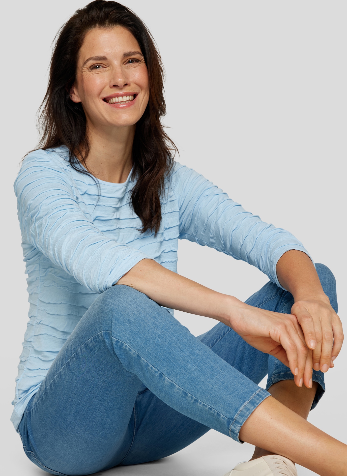 Rabe Langarmshirt, mit Strukturmuster