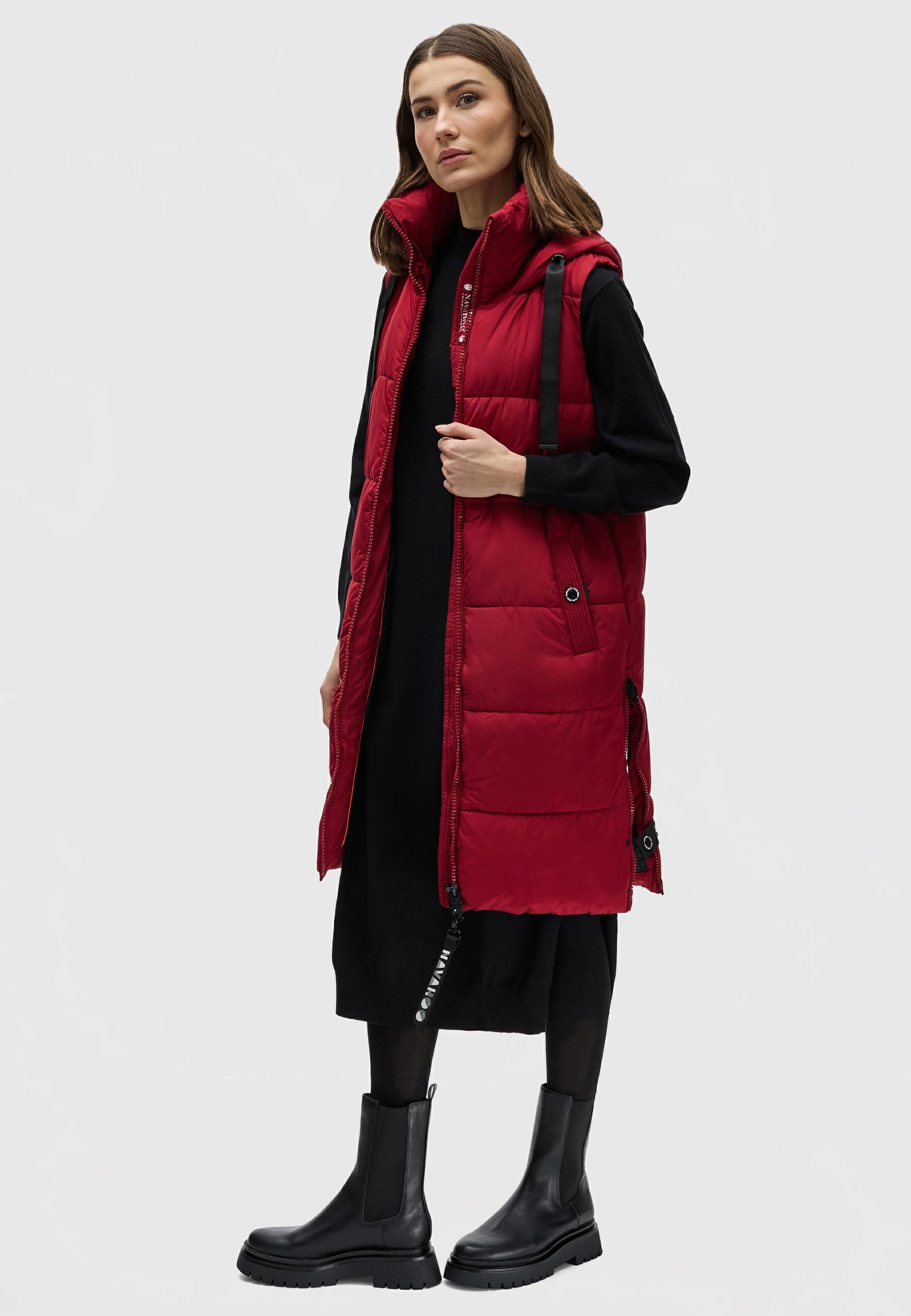 Navahoo Steppweste »Schnuffelchen«, (1 tlg.), warme Damen Outdoor-Weste lang mit Kapuze