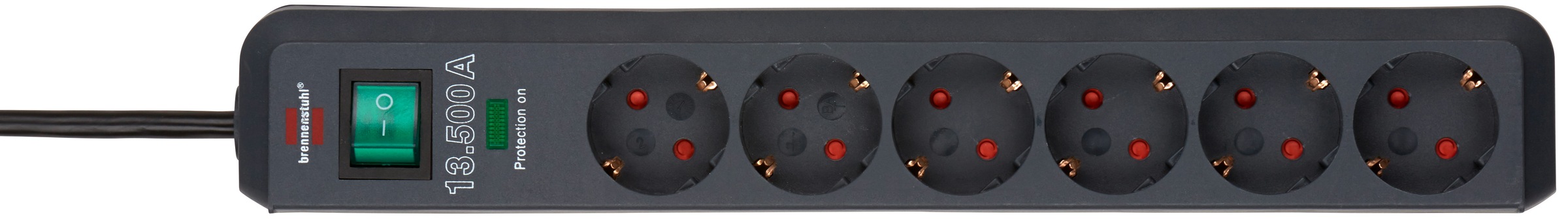 BRENNENSTUHL Steckdosenleiste "Eco-Line", 1,5m, grau, Werkstatt, Steckdosenleisten, Überspannungsschutz 13.500 A, erhöhter Berührungsschutz und