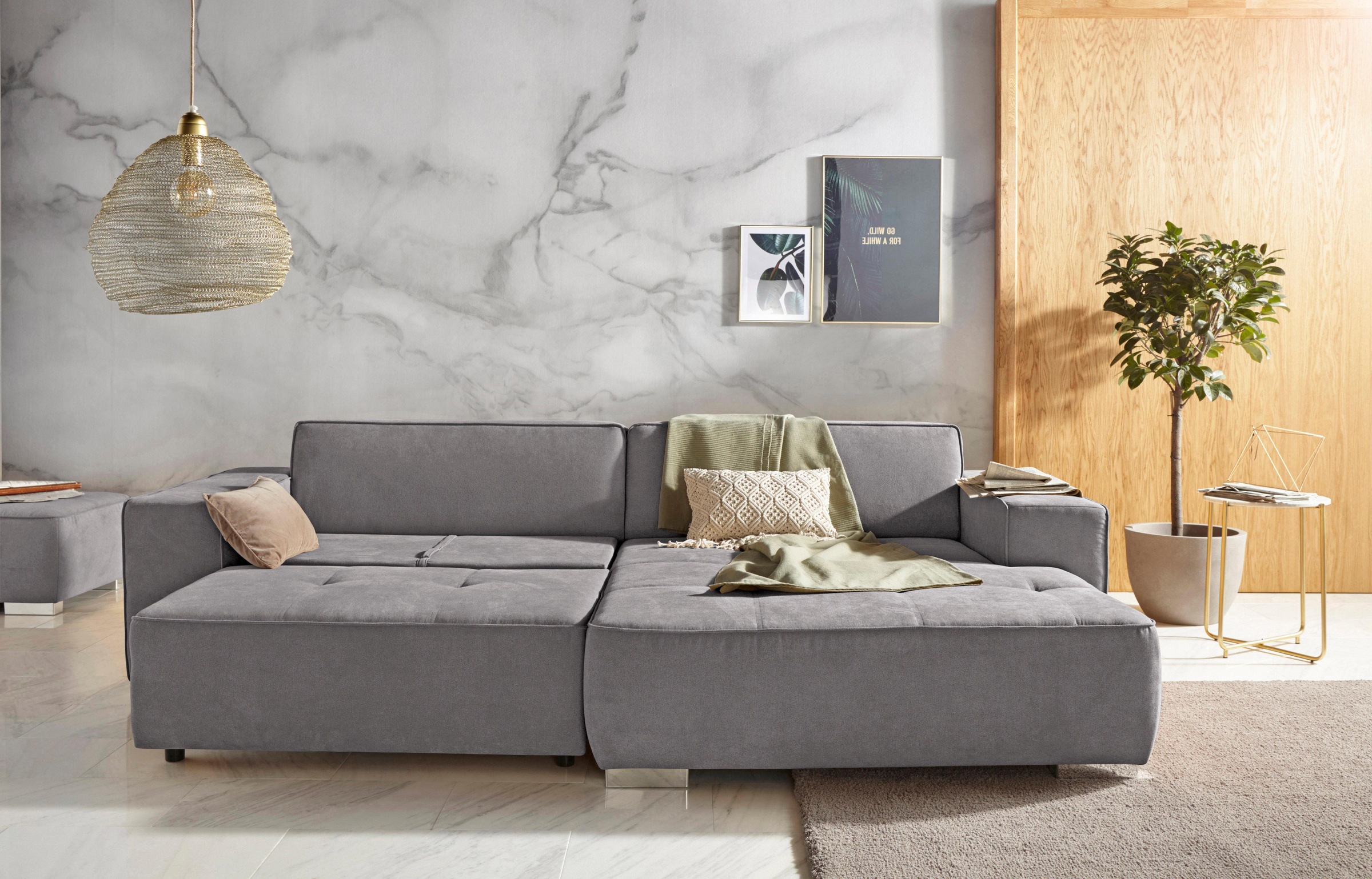 Home affaire Ecksofa "Sapporo L-Form" wahlweise Bettfunktion oder Sitztiefe günstig online kaufen