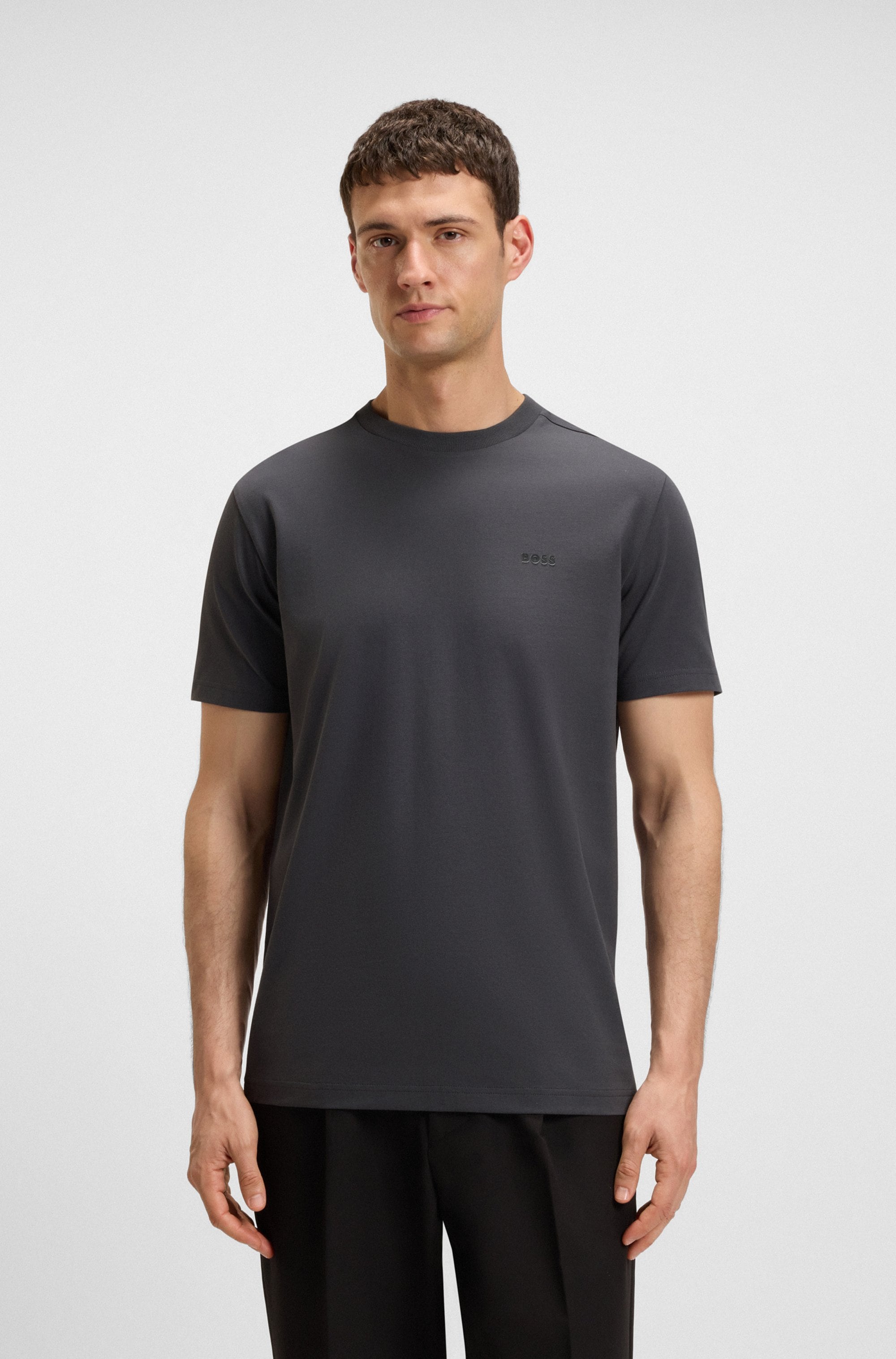 BOSS GREEN Rundhalsshirt "Tee", mit gummiertem Kontrast-Logo günstig online kaufen