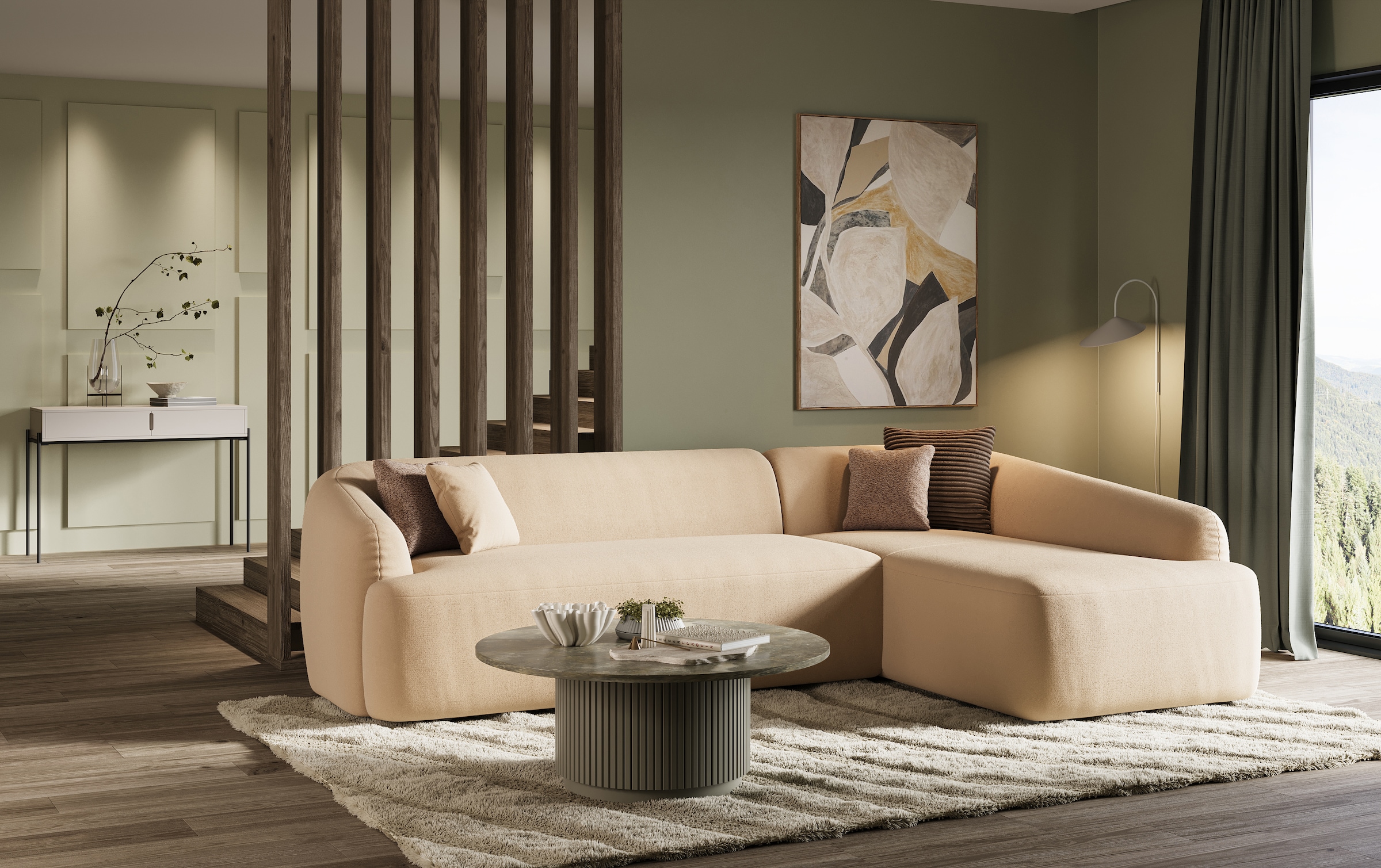 INOSIGN Ecksofa »Nergal, organisches Design, Breite 296cm, L-Form« Modernes Design, schlichte Optik, stilvoller Blickfang im Wohnzimmer