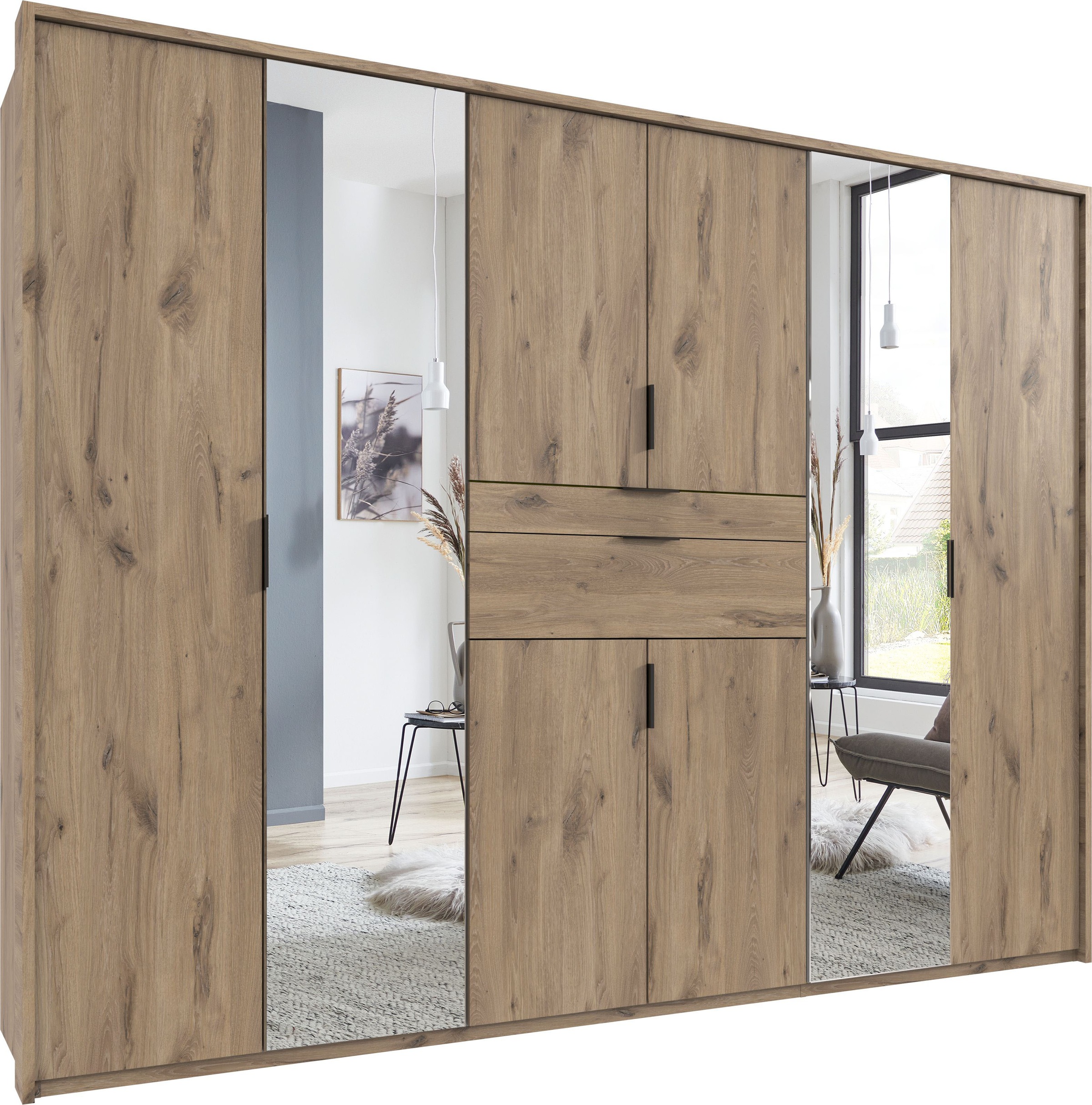 Wimex Drehtürenschrank »Moldau Kleiderschrank mit Spiegel Schlafzimmerschrank Bestseller«, Wähle deine Innenausstattung fertig konfiguriert im Schrank
