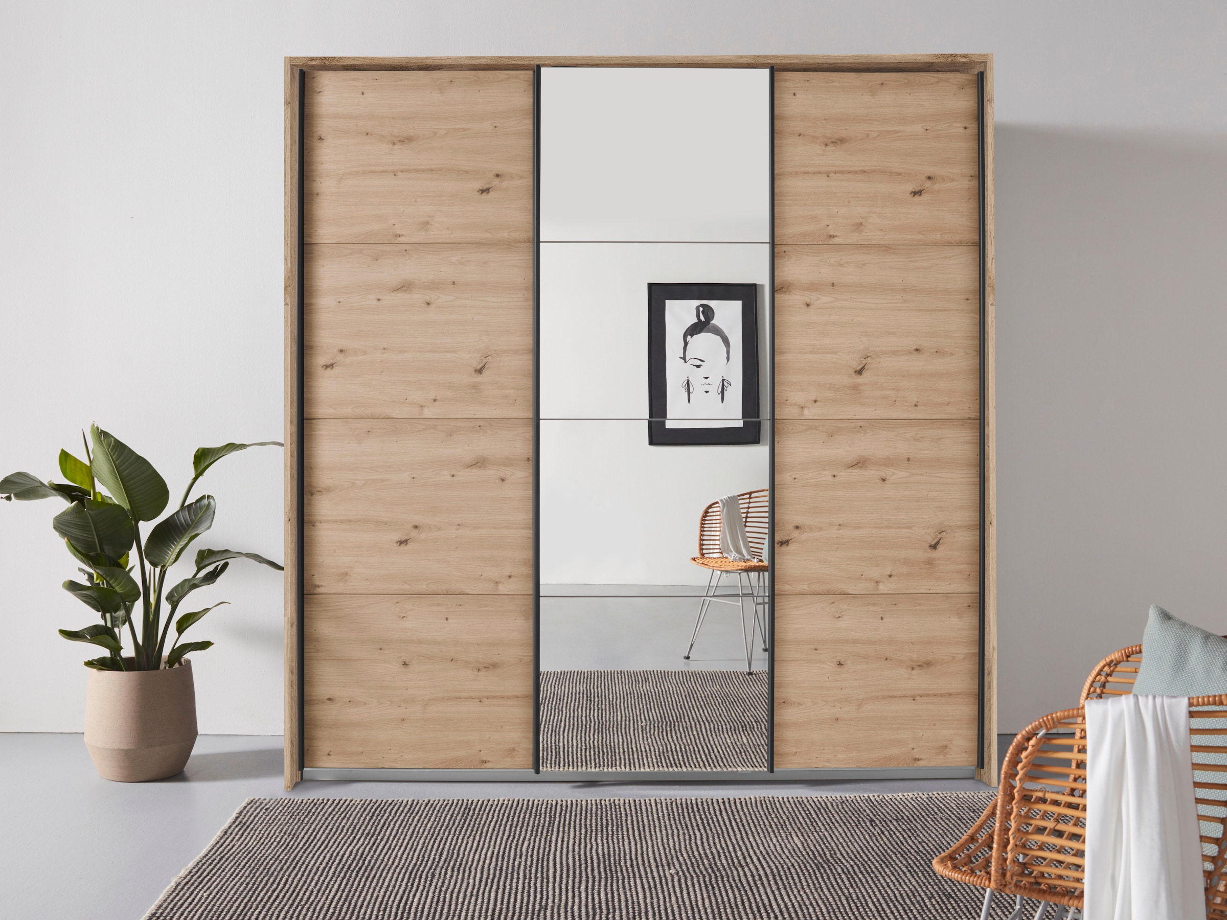 OTTO home Kleiderschrank "Mehrzweckschrank Aktenschrank Möbel Mietswohnung Schlafzimmer OTELI" Breiten 211/278/323/368 cm Höhen 214/233 cm, inkl. Passepartout optional mit Beleuchtung MADE IN GERMANY
