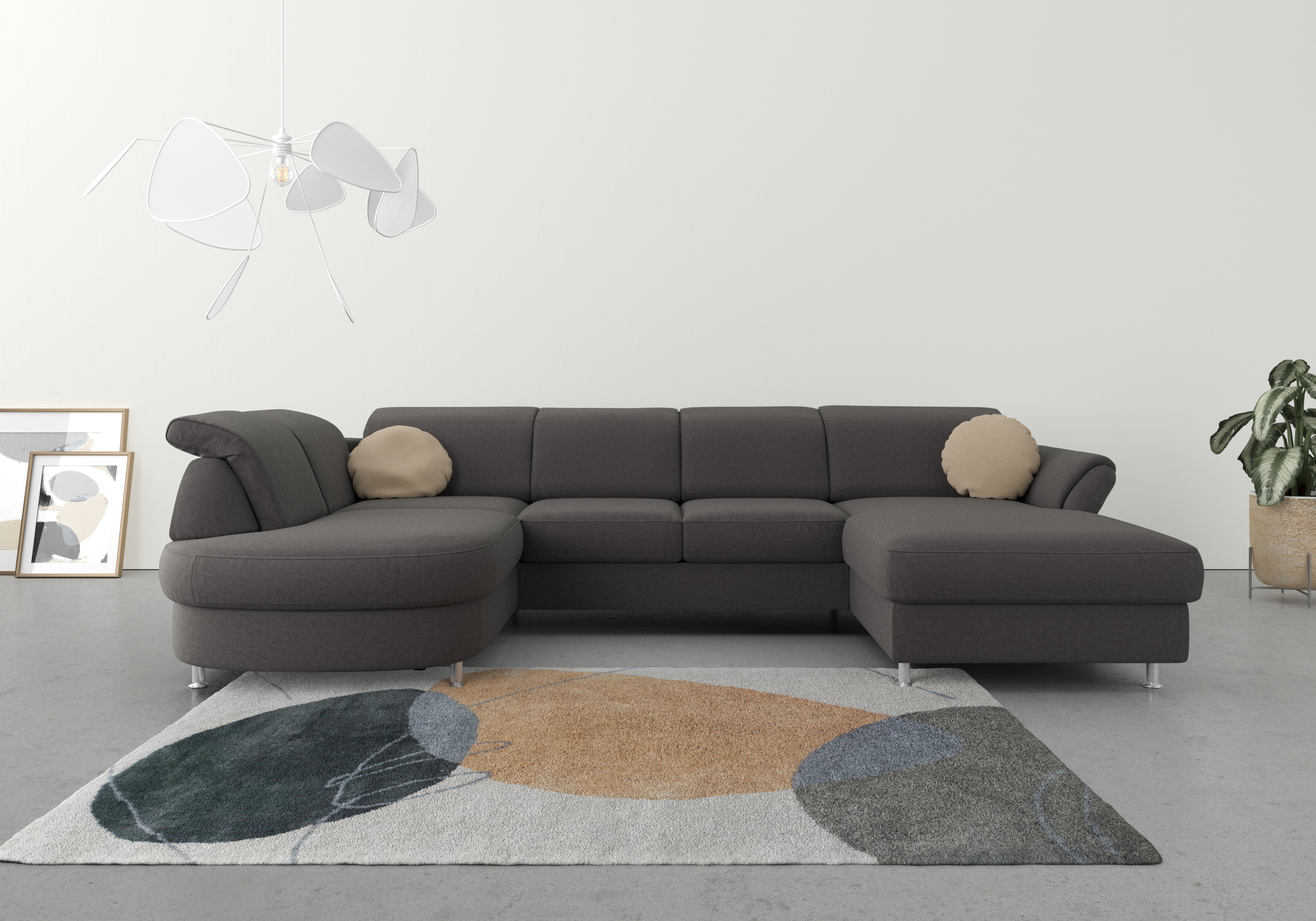 sit&more Wohnlandschaft "Apulia U-Form" wahlweise Schlaffunktion, Bettkasten und Kopf- und Armteilverstellung