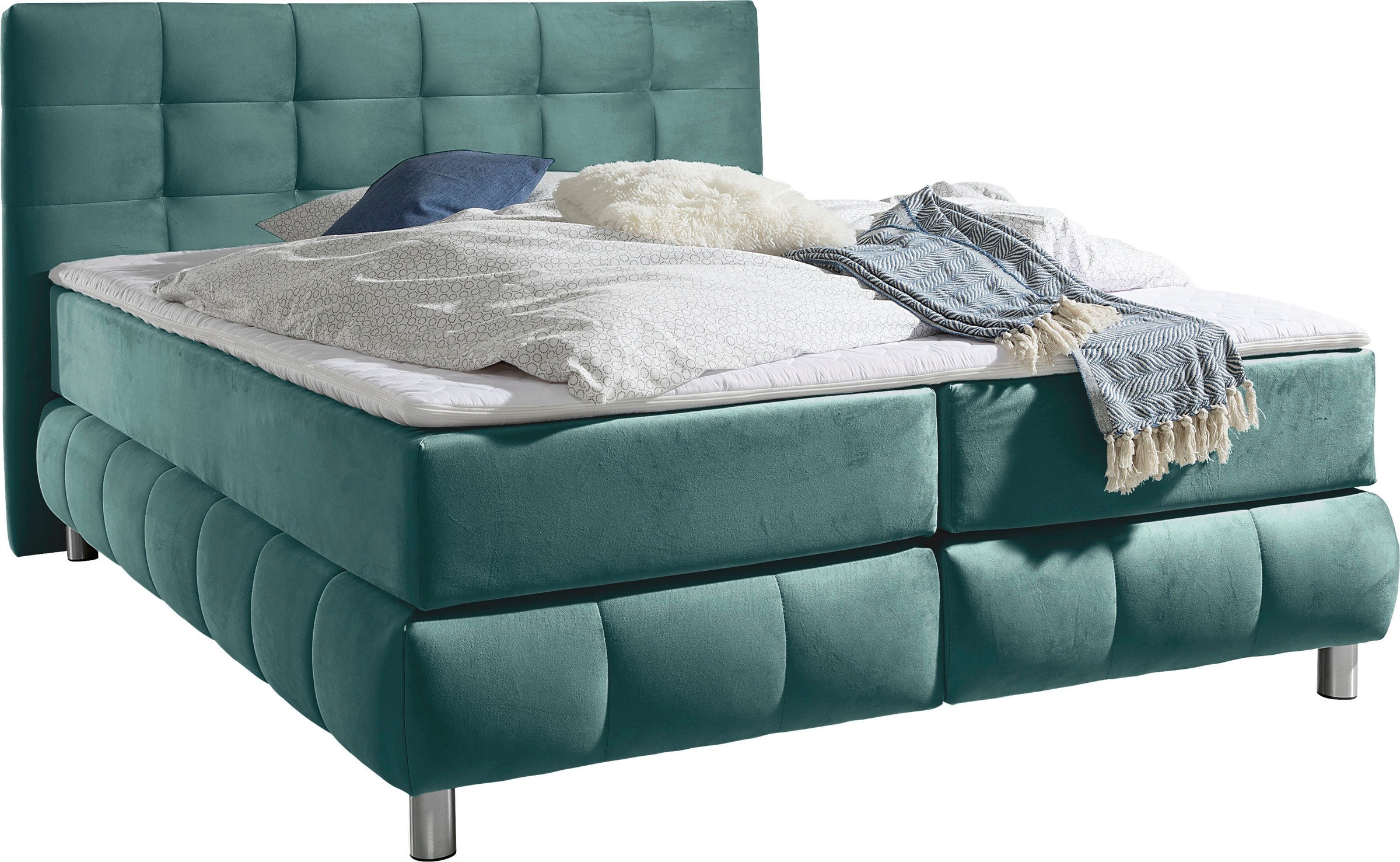 Home affaire Boxspringbett "Salo XXL" in Samtoptik oder Struktur, 6 Breiten günstig online kaufen