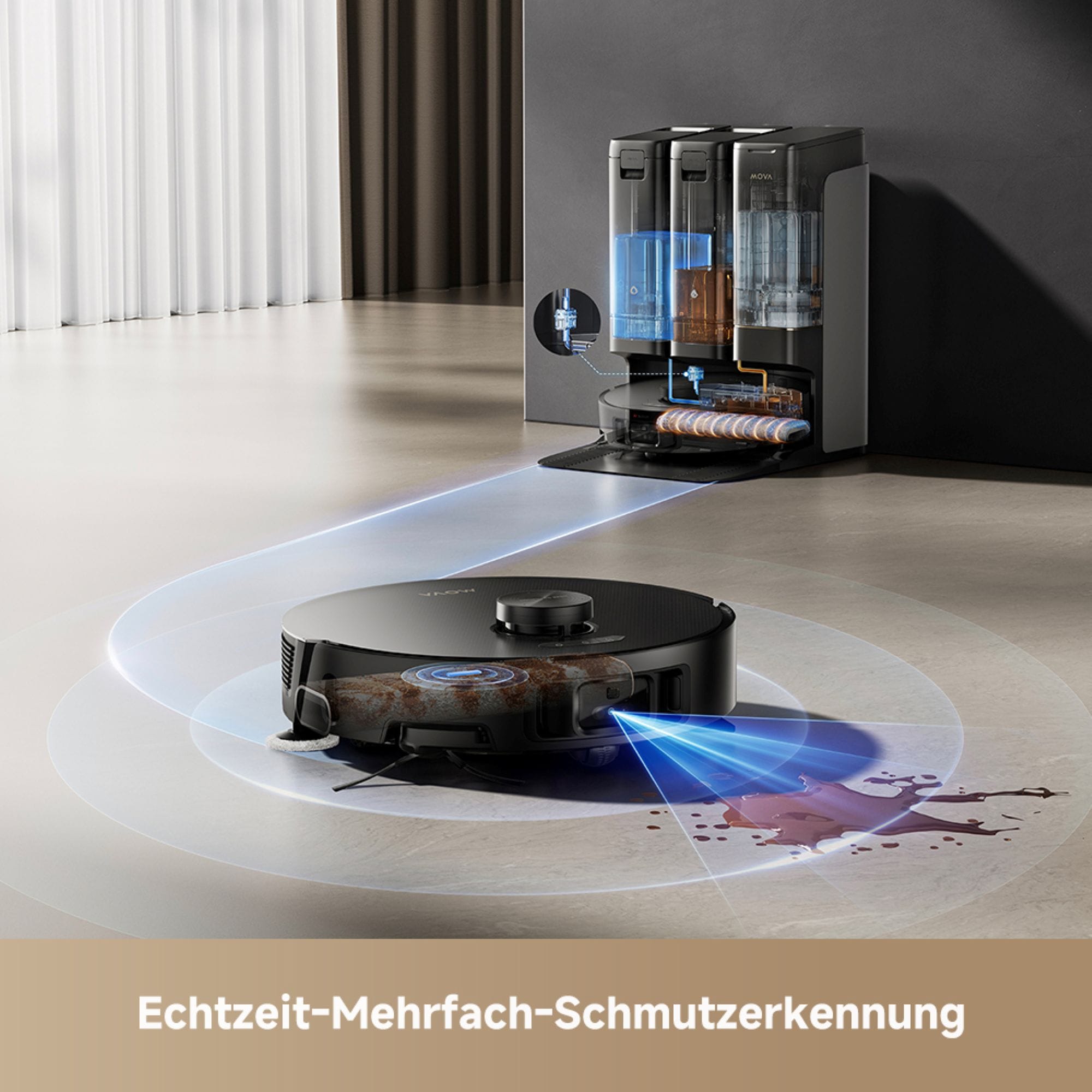 Mova Saugroboter »MOVA Z50 Ultra mit Wischfunktion«, 19.000Pa Saugkraft, 36°C Wischwasser, Schmutzerkennung durch KI, 200m²