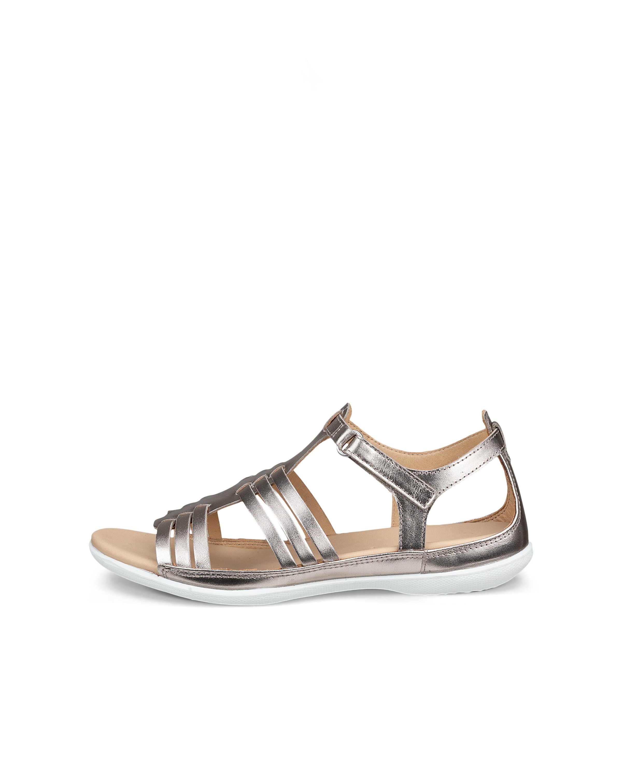 Sandale ECCO "FLASH", Damen, Gr. 37, hellgrau, Leder, metallic, Schuhe Sandale, Sommerschuh, Urlaubsschuh mit Klettverschluss 3