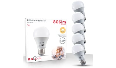 LED-Leuchtmittel, E27, 5 St., Warmweiß, LED Lampe Glüh-Birne SET 9W 806 Lumen warmweiß...