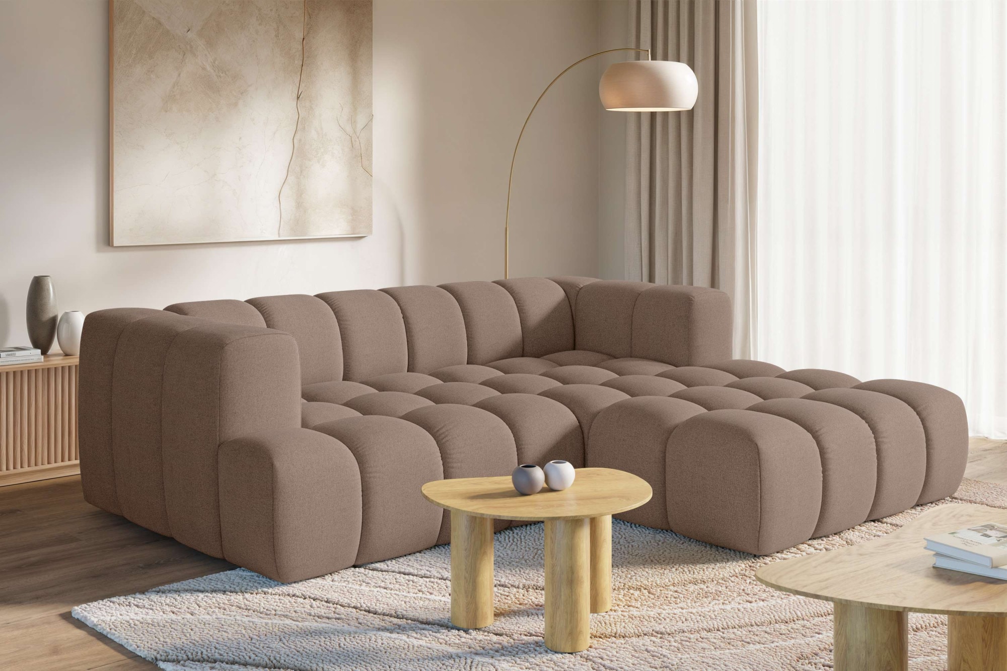 homsy by Ana Johnson Ecksofa ""XL" BOUBELLE L-Form extra tief, Design: Bubble-Optik, Breite 247cm" hoher Sitzkomfort dank Wellenunterfederung, XL Sitztiefe 100 cm