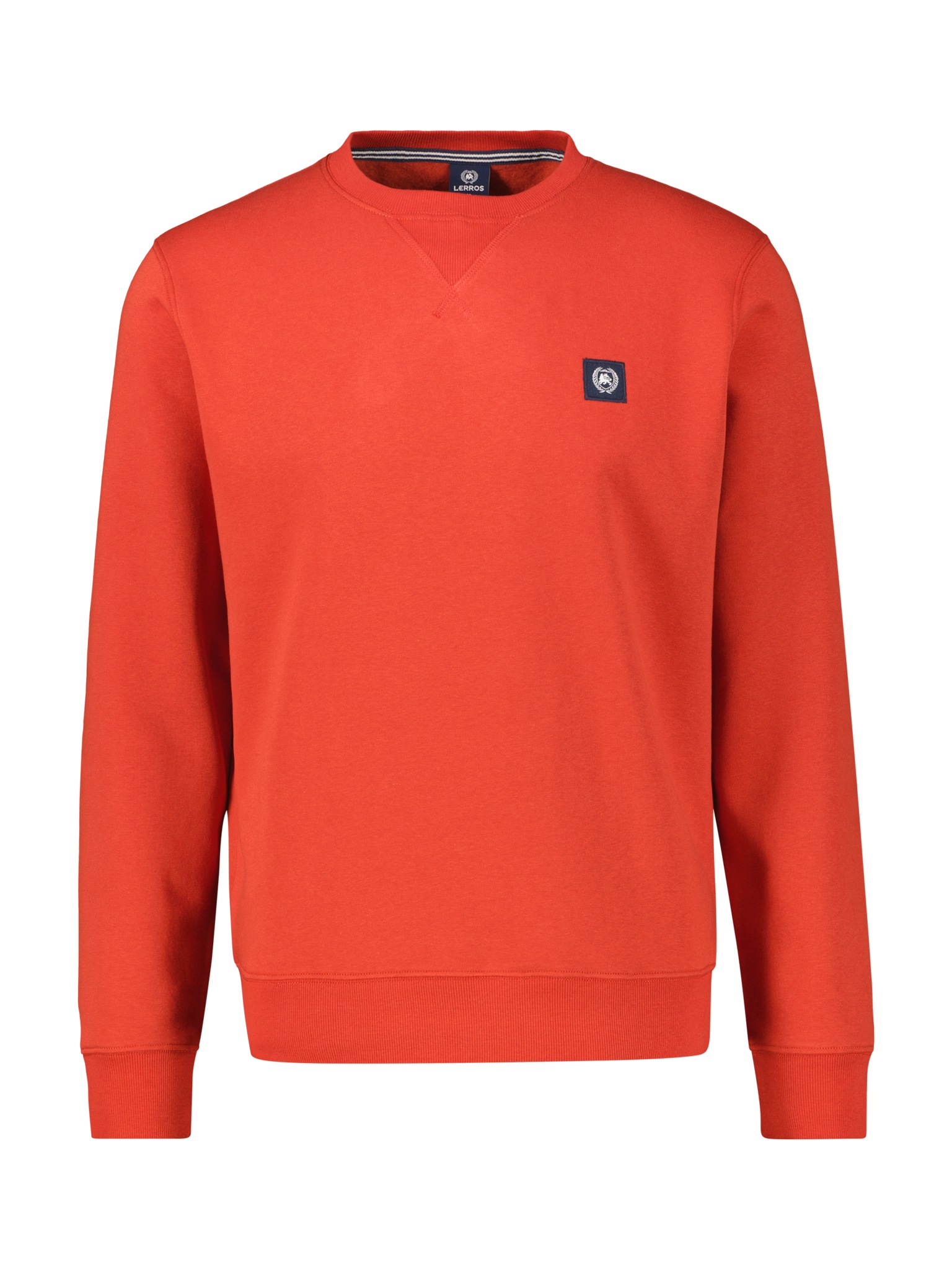 Sweater LERROS, Herren, Gr. M, scandinavian rot, Sweatware, Obermaterial: 50% Baumwolle, 50% Polyester, unifarben, normal hüftbedeckend, Rundhals, Bündchen, Sweatshirts Sweater, mit Logo-Badge 2