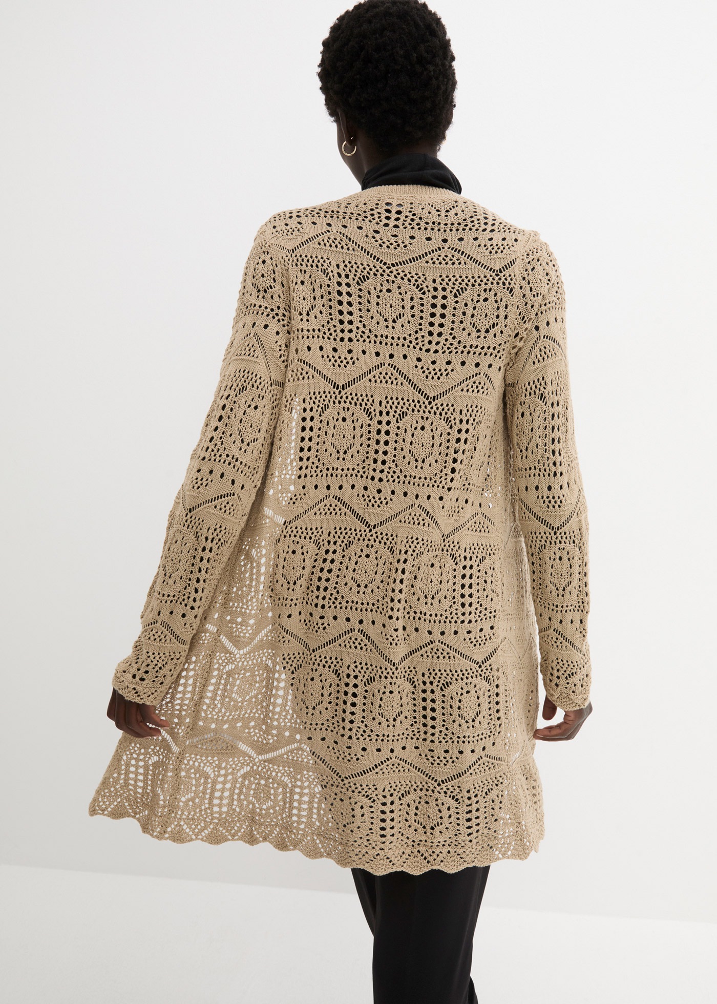 bonprix Longstrickjacke 1 tlg. lockere Passform, mit femininem Lochmuster, günstig online kaufen