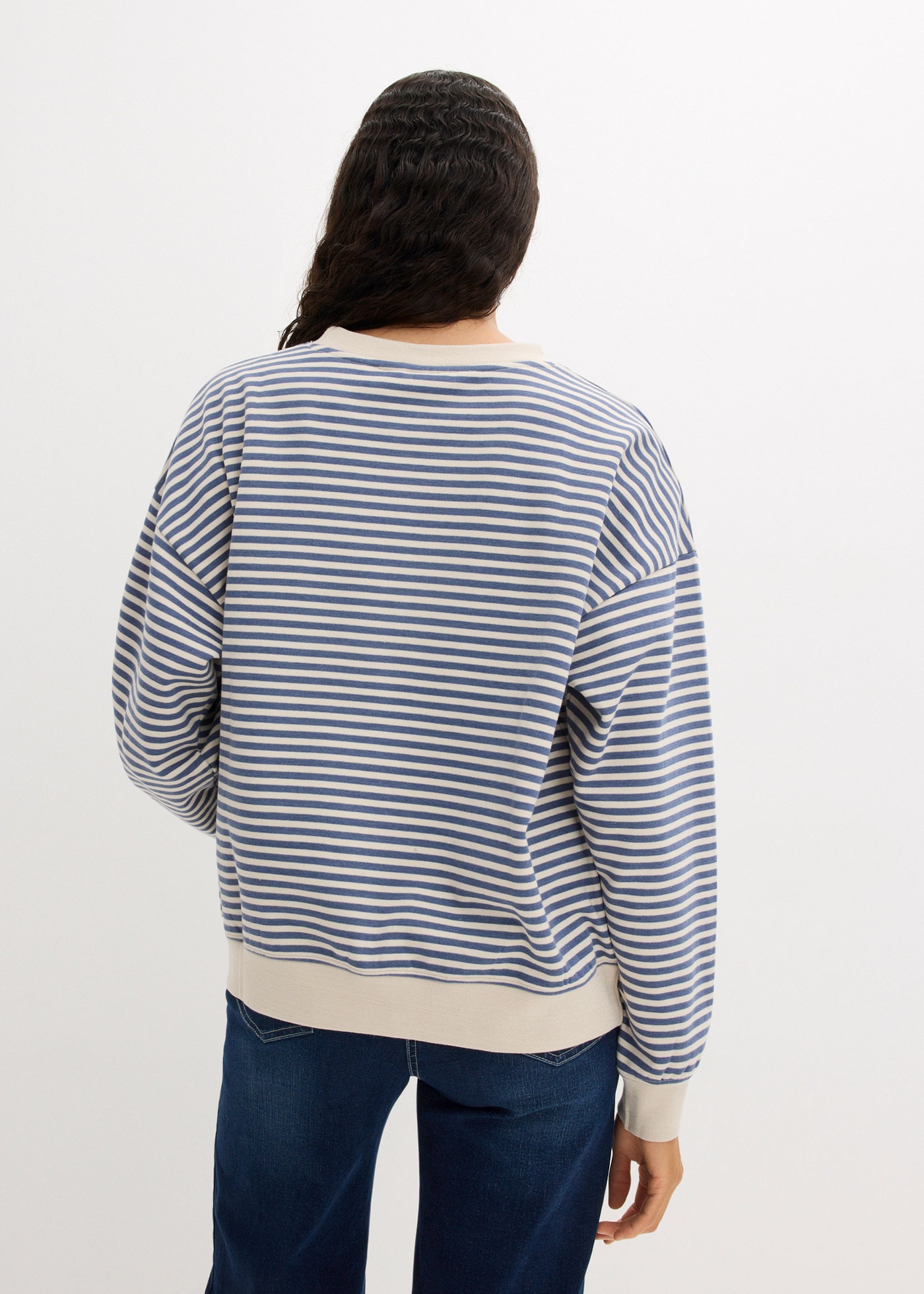 bonprix Sweatshirt »Oversize-Sweatshirt«, Oversize-Passform, gestreiftes Design, aus Baumwollmischung
