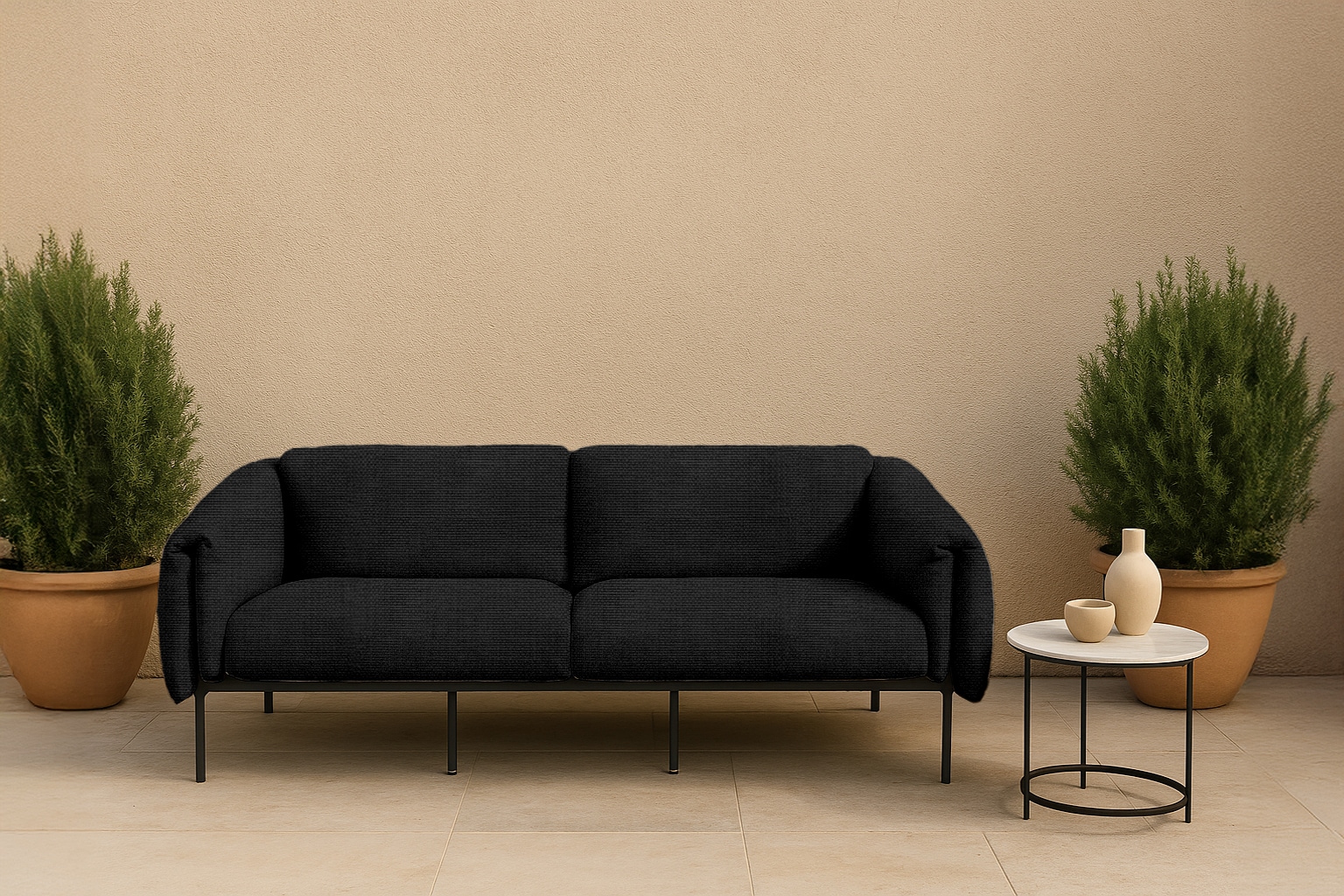 2-Sitzer HOME AFFAIRE, B:186cm H:73cm T:96cm, grau, 100% Olefin, Sofas, "Lumi", Outdoor Gartensofa, wetterfeste Materialien, Breite 186 cm