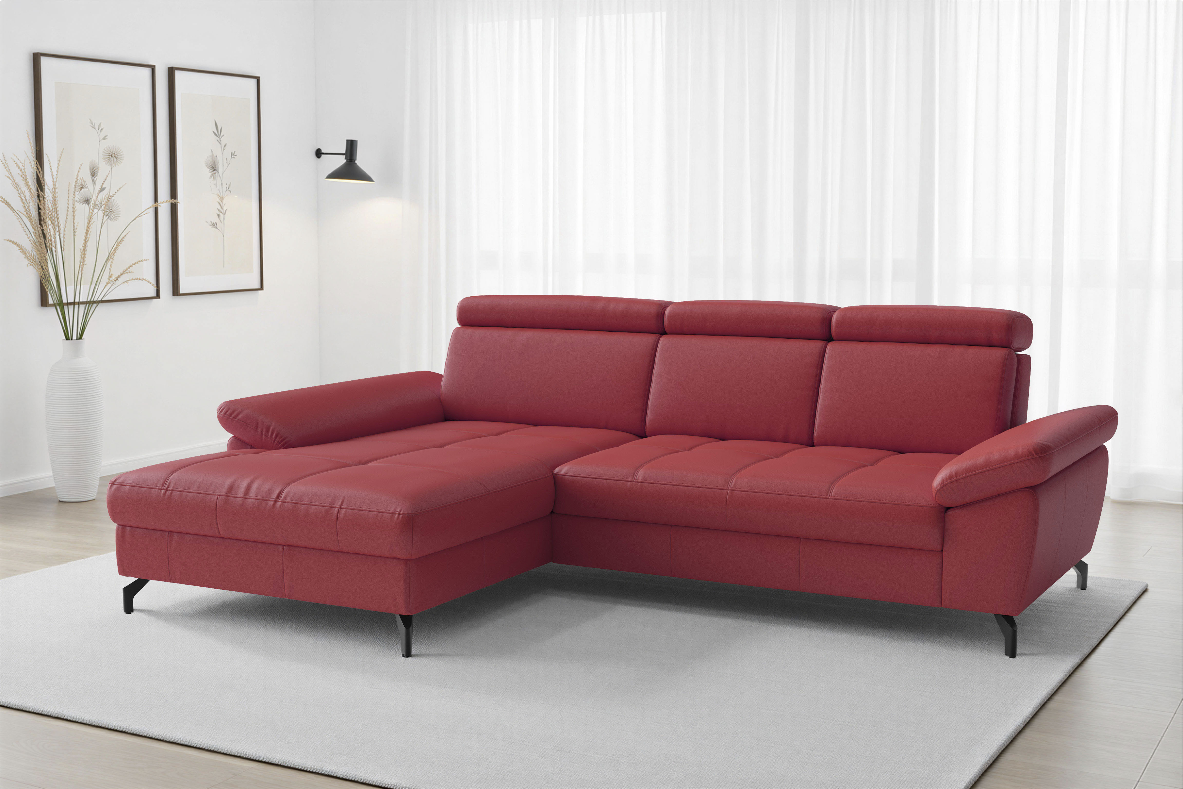 sit&more "Vanity L-Form, Leder, B: 264 cm, mit Sitz-, Kopf u. Armteilverstellung" Couch optional mit Schlaffunktion & Bettkasten, in Leder