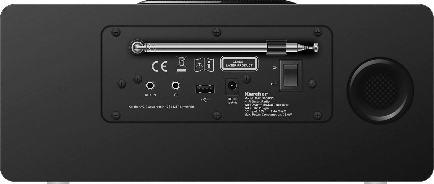 Karcher Internet-Radio »DAB 9000CDI«, (Bluetooth-WLAN Digitalradio (DAB+)-Internetradio-FM-Tuner mit RDS-UKW mit RDS 36 W), Bluetooth, kraftvolle Lautsprecher mit Subwoofer, WLAN-Internetradio