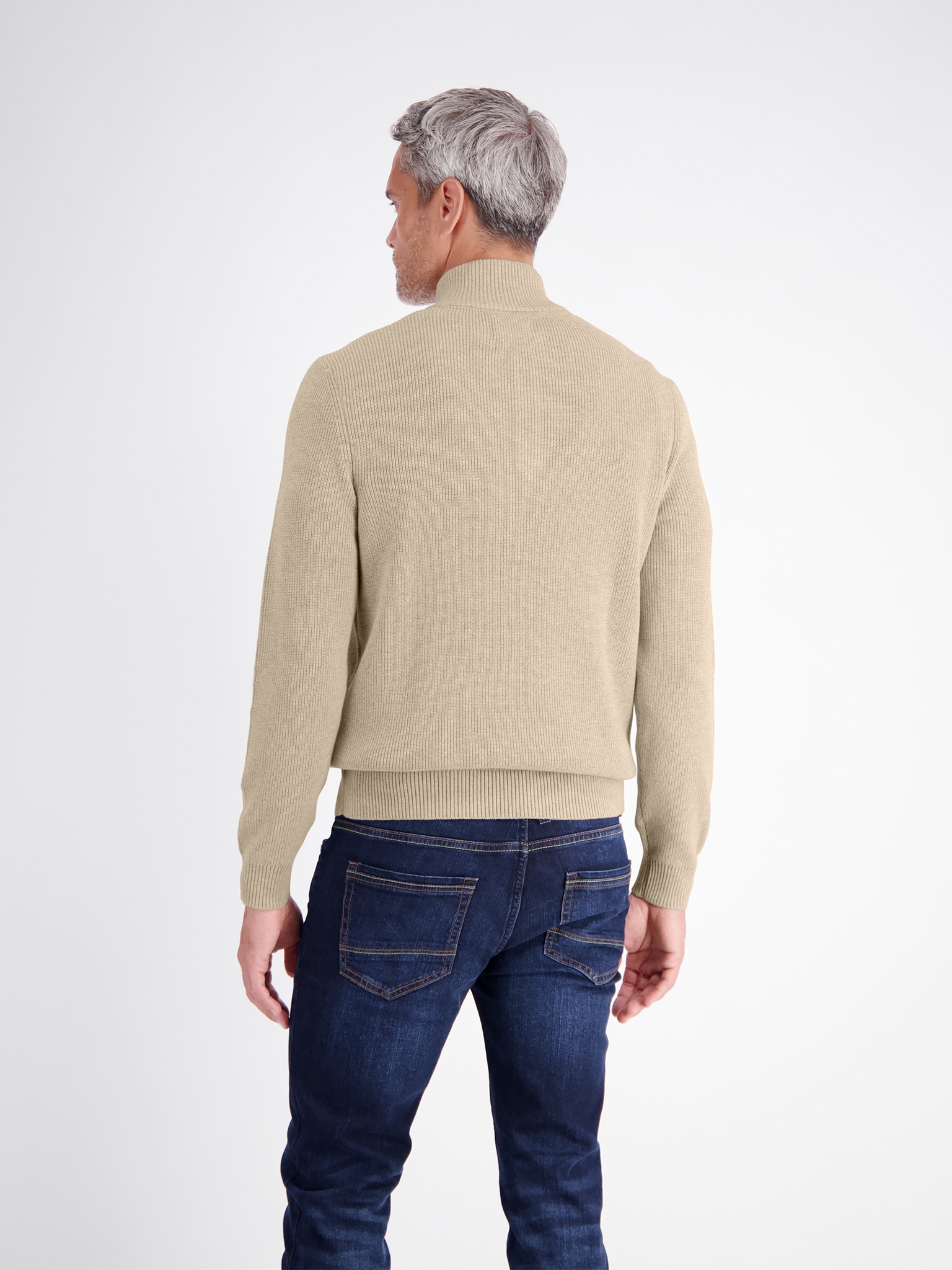 LERROS Strickpullover mit Troyerkragen und kurzer Knopfleiste
