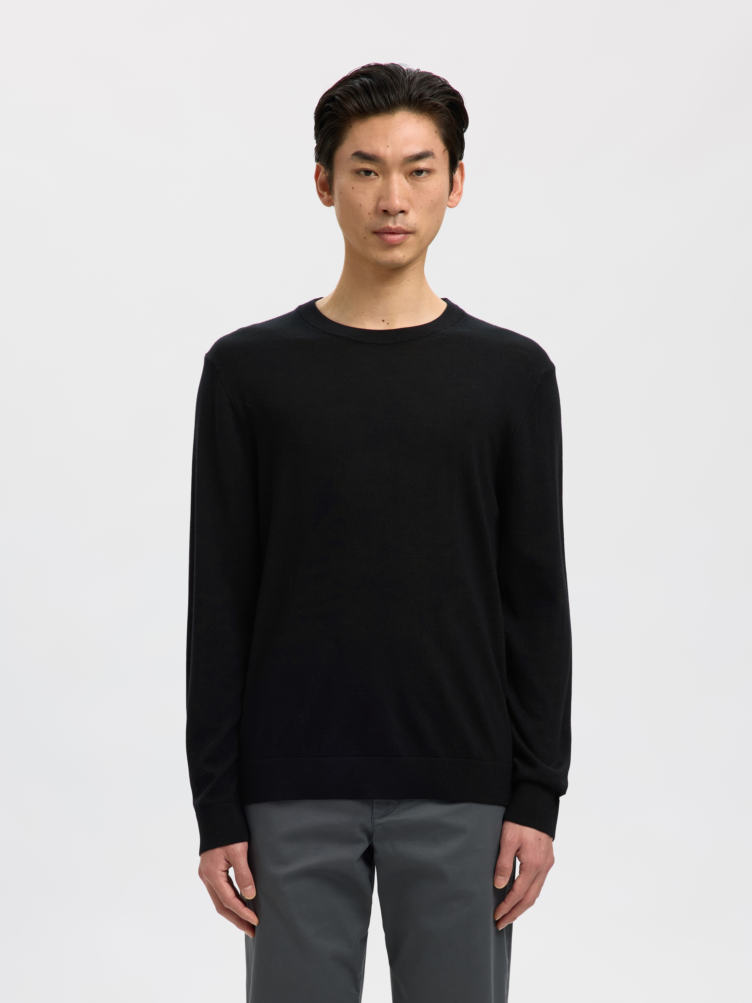 SELECTED "SLHTRAY LS KNIT MERINO CREW NECK NOOS" Wolle, regular fit