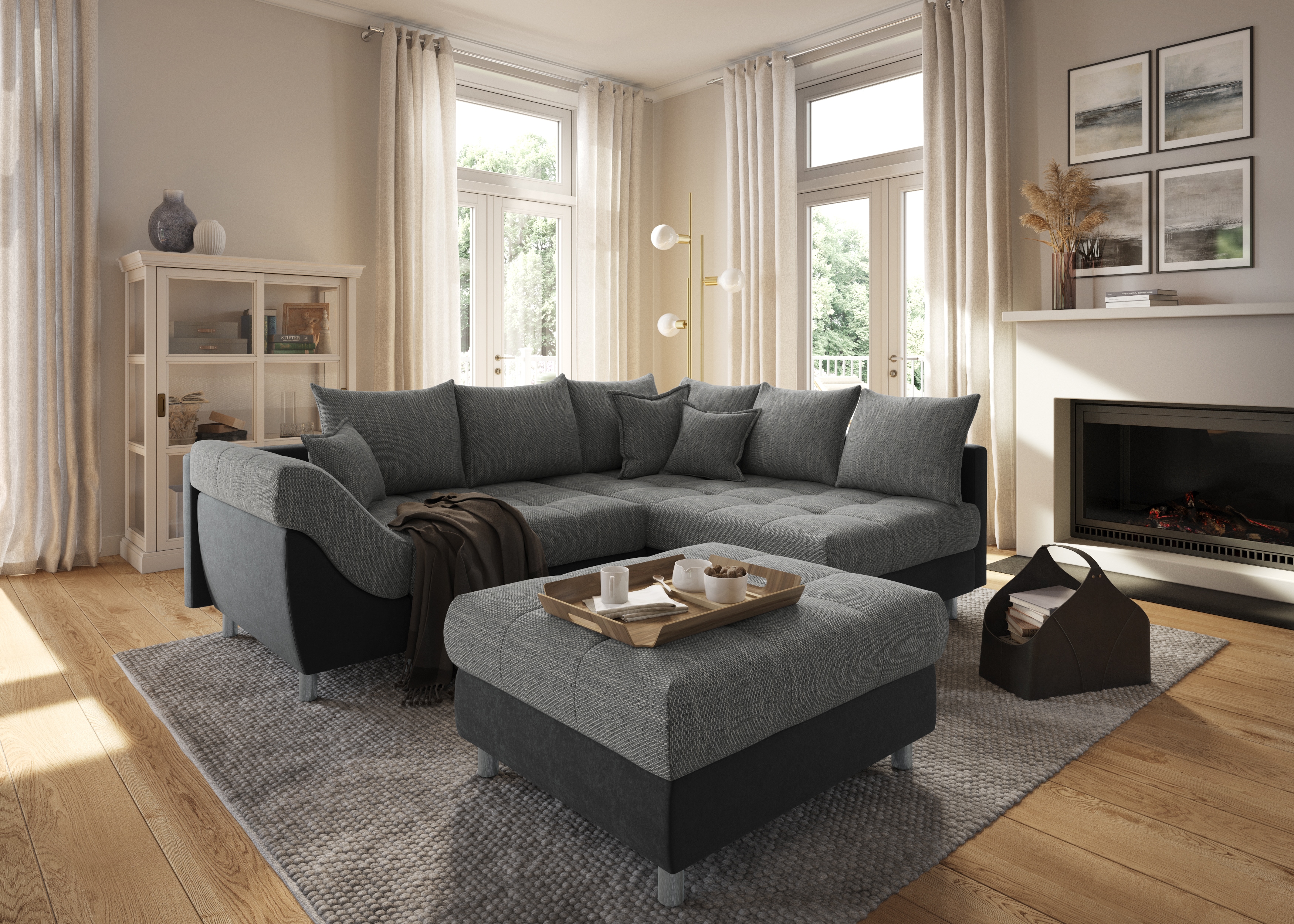 COLLECTION AB Ecksofa "Innsbruck L-Form, B: 247 cm" 3 Zierkissen, Federkern