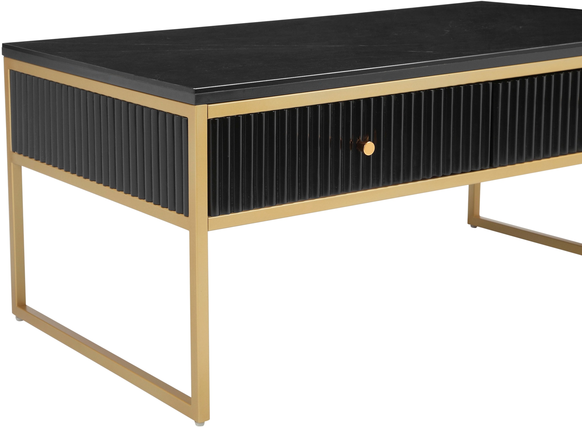 Leonique Couchtisch »Fleuriss« Keramikplatte, goldenen Beinen, FSC-zertifiziertem Holz, Breite 110 cm