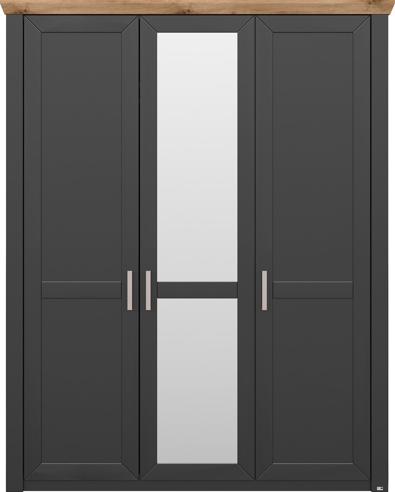 set one by Musterring Kleiderschrank »York Schlafen«, (2 St.), mit Holz- und Spiegeltüren, inkl. Kranz in Eiche, Höhe 207 x T60 cm