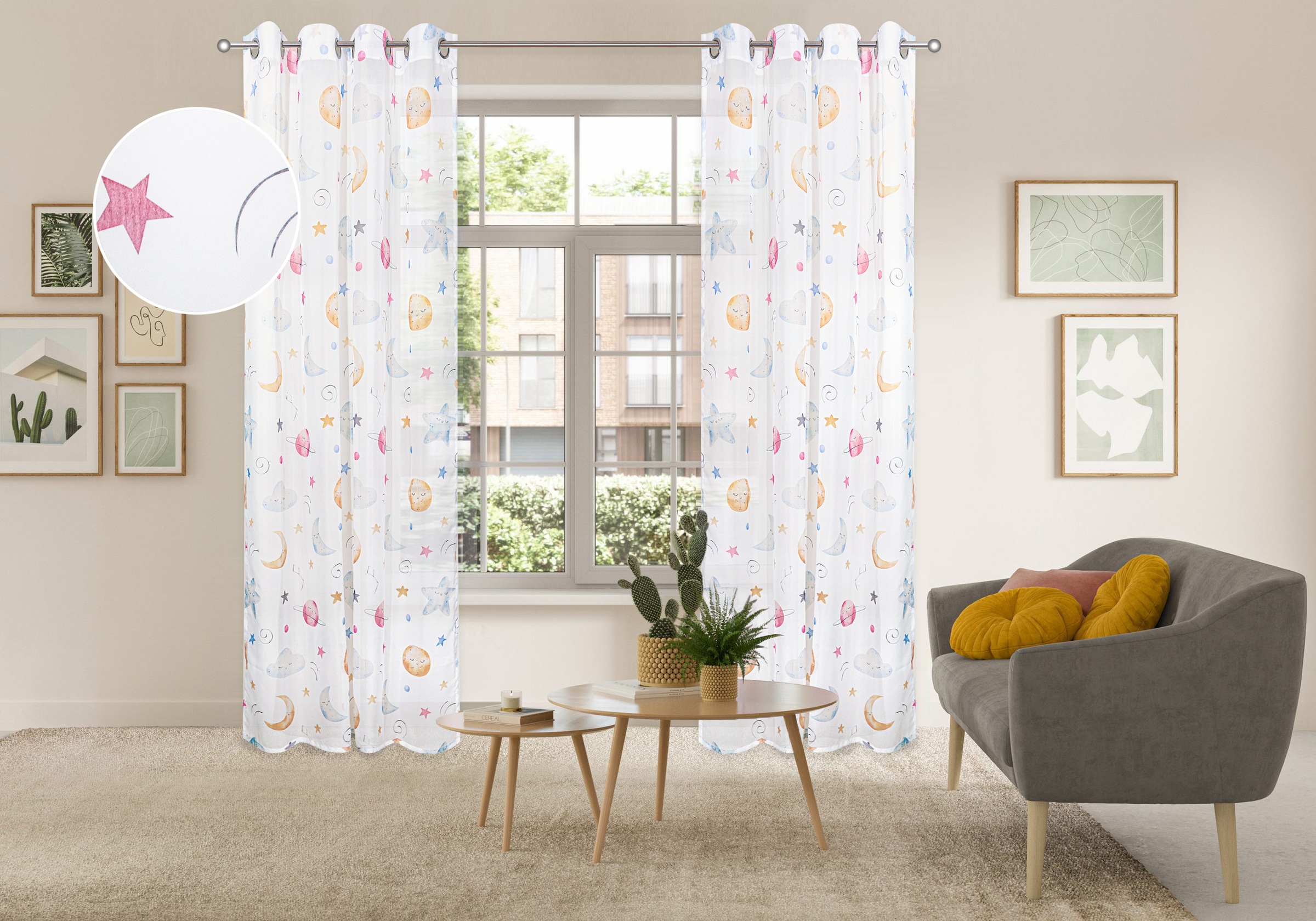 OTTO home Gardine "Morgann" Ösen 1 Stk. tlg. Ösen- Aufhängung, verspieltes Design, transparentes Material