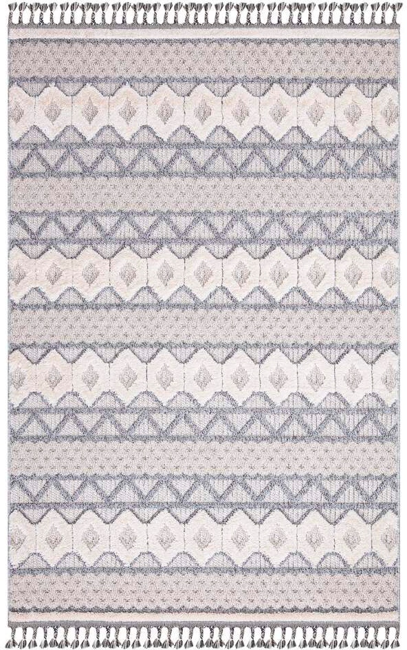 Carpet City Hochflor-Teppich »Valencia 728«, rechteckig, 20 mm Höhe, Läufer, Boho-Stil, 3D-Effekt, Relief, Hoch-Tief-Struktur, mit Fransen
