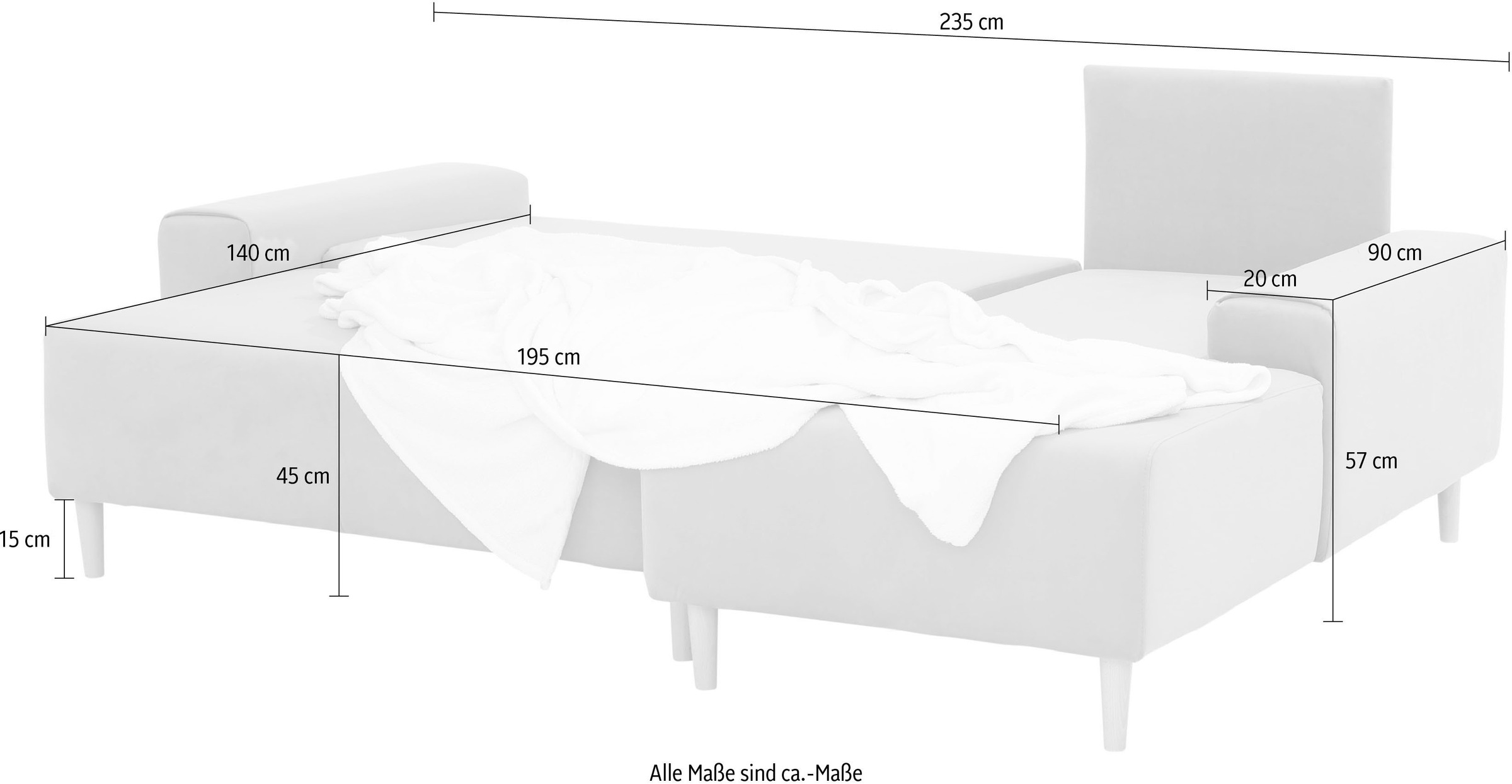 INOSIGN Ecksofa »Samu L-Form«, wahlweise mit Bettfunktion und Bettkasten