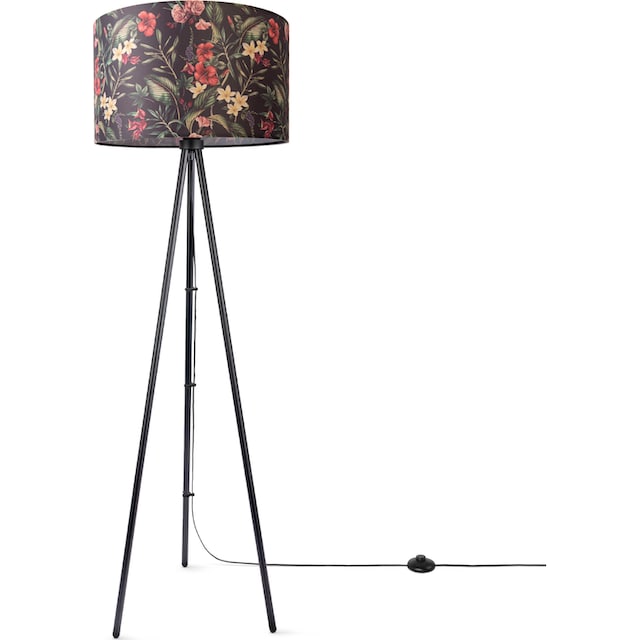 Paco Home Stehlampe »Trina Flower«, Standleuchte Dreibein Stativ Stoffschirm  Rund Blumen Floral Modern | BAUR