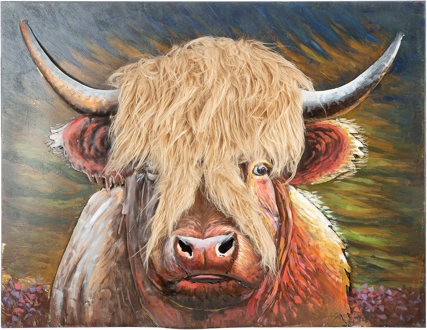 GILDE Metallbild "Bild rechteckig Highland-Beauty braun" Kuh 1 Stk. tlg. Highland Cattle Tierporträt rustikaler Charme Landhaus Country