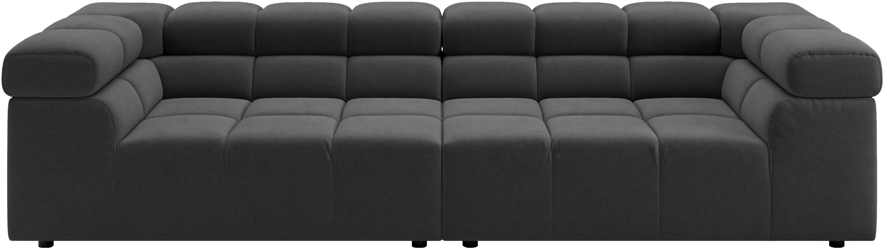 Home affaire Big-Sofa "Ancona modern, elegant, bequem, viel Platz, B/T/H: 290/110/70 cm" auffällige Steppung, inkl. 2 Zierkissen und verstellbaren Kopfstützen