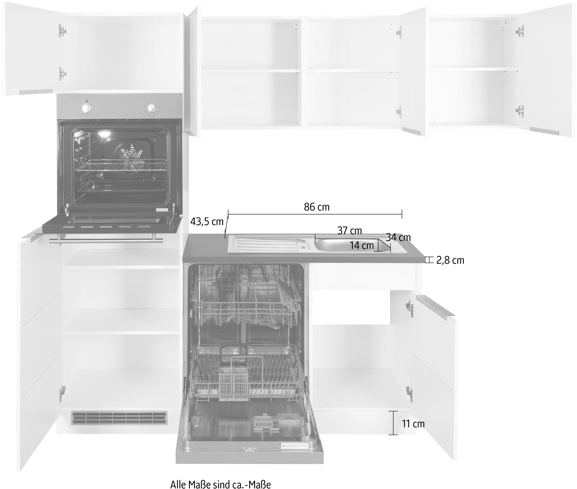 KOCHSTATION Winkelküche »KS-Brindisi«, Stellbreite 230/170 cm, wahlweise mit E-Geräten, mit MDF-Fronten