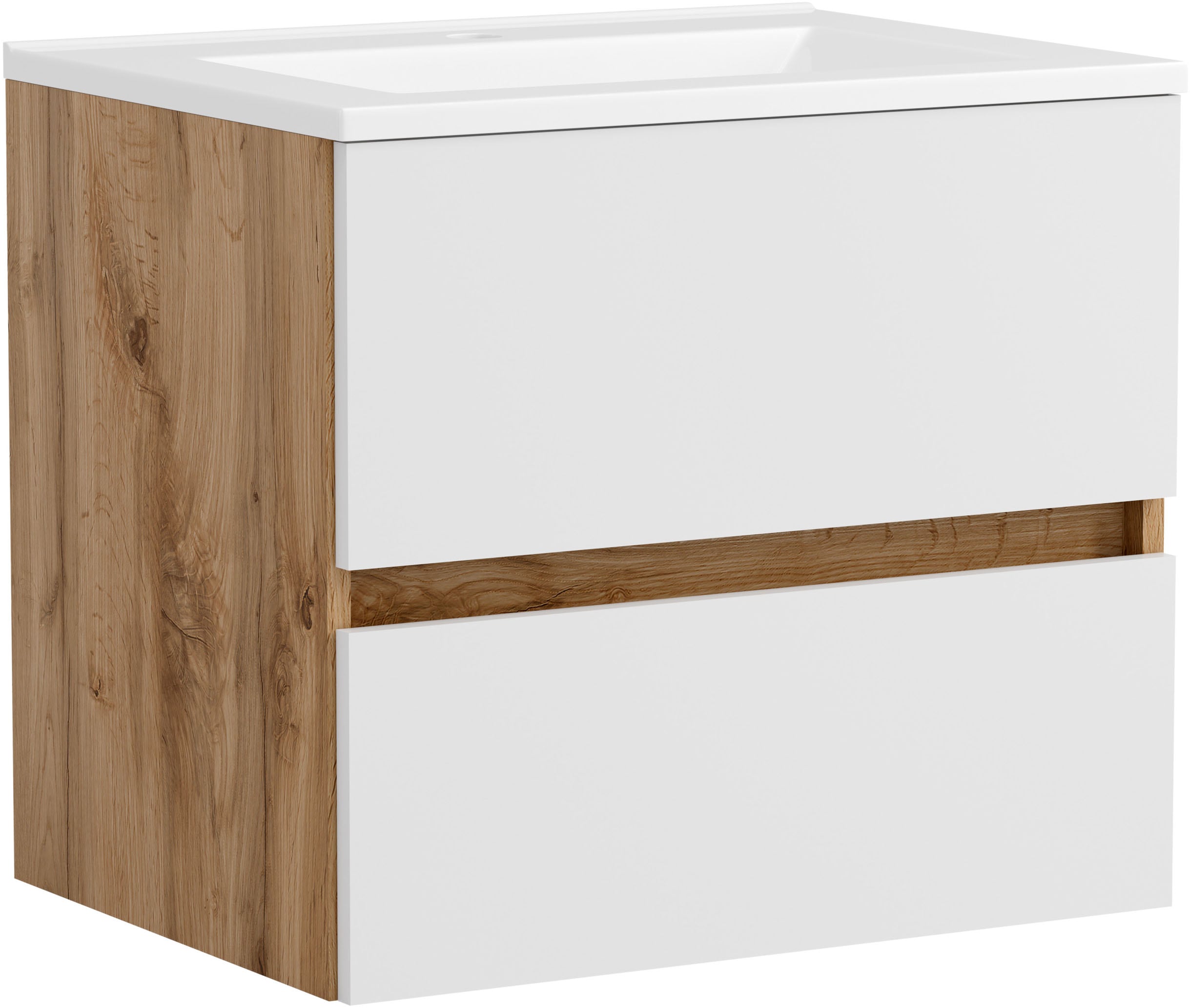 OTTO home Waschtisch "BOZEN, 2 Auszüge inklusive Becken und Montagematerial" Maße (B/H/T): ca. 60/52/45 cm, Badmöbel, Waschtisch, Stauraum, modern