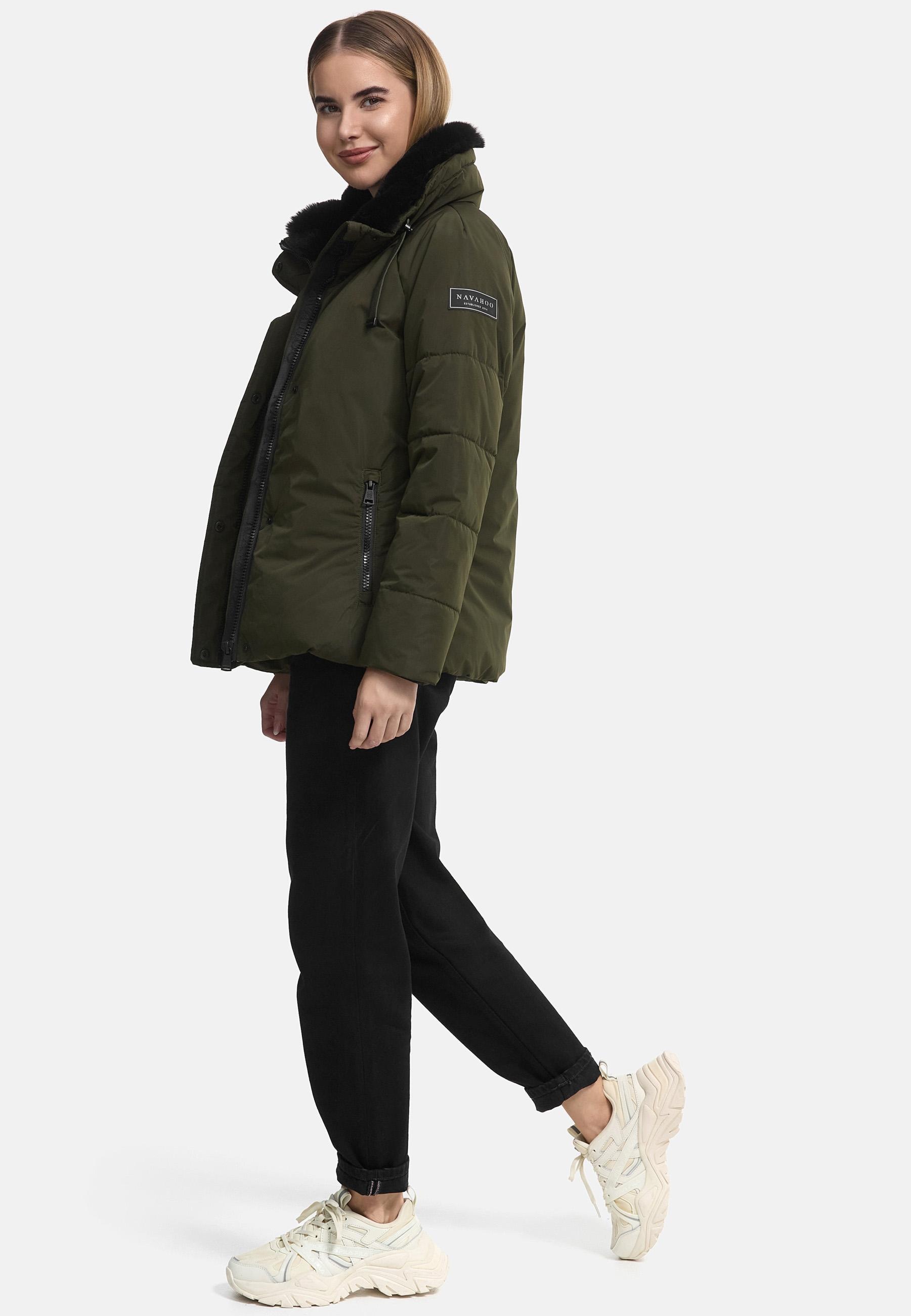Navahoo Winterjacke »Frostii XIV«, ohne Kapuze, modische Damen Winter Steppjacke mit Kunstfellkragen