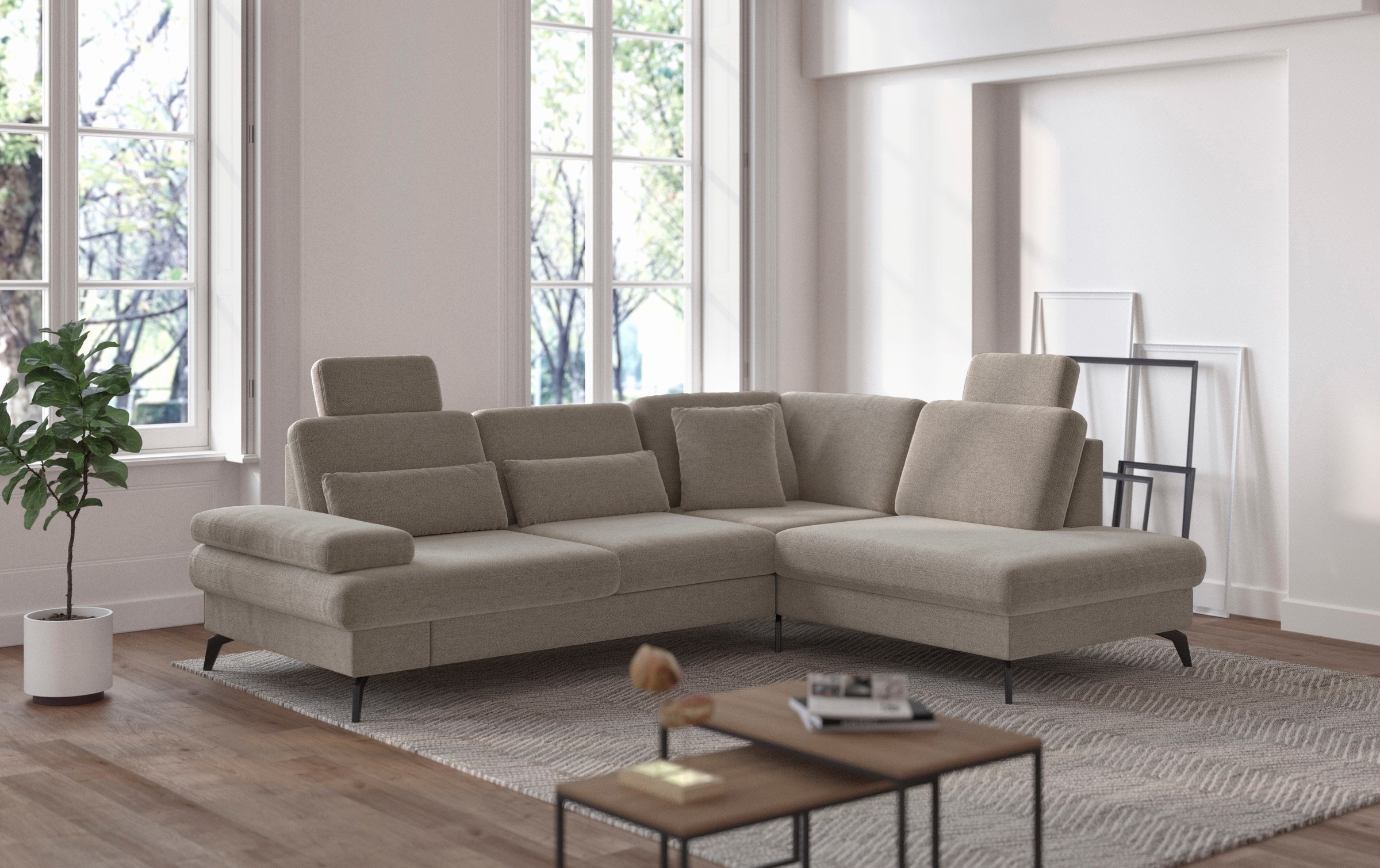 sit&more Ecksofa »Morris L-Form, inkl. Sitztiefenverstellung«, wahlweise mit Armteilverstellung, Bettfunktion & Bettkasten