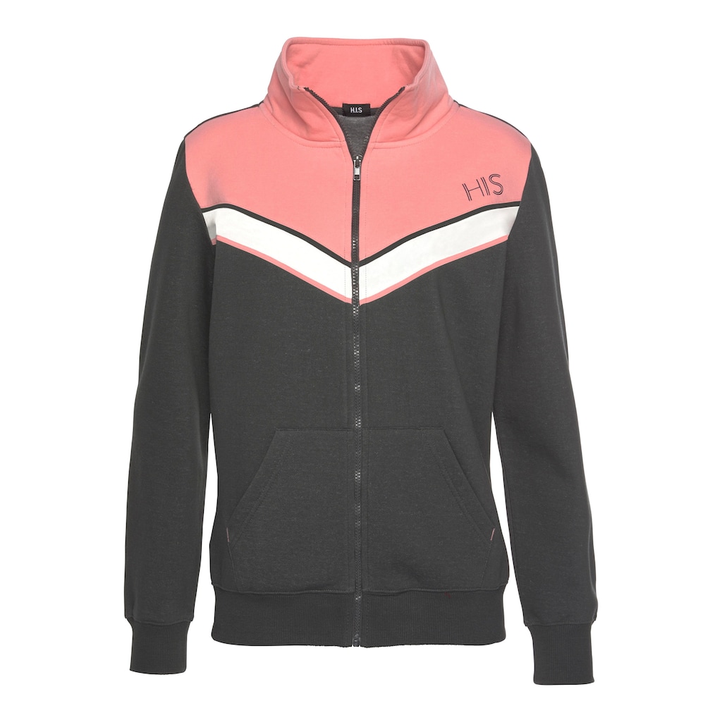 H.I.S Sweatjacke, mit Kontraststreifen, Loungeanzug