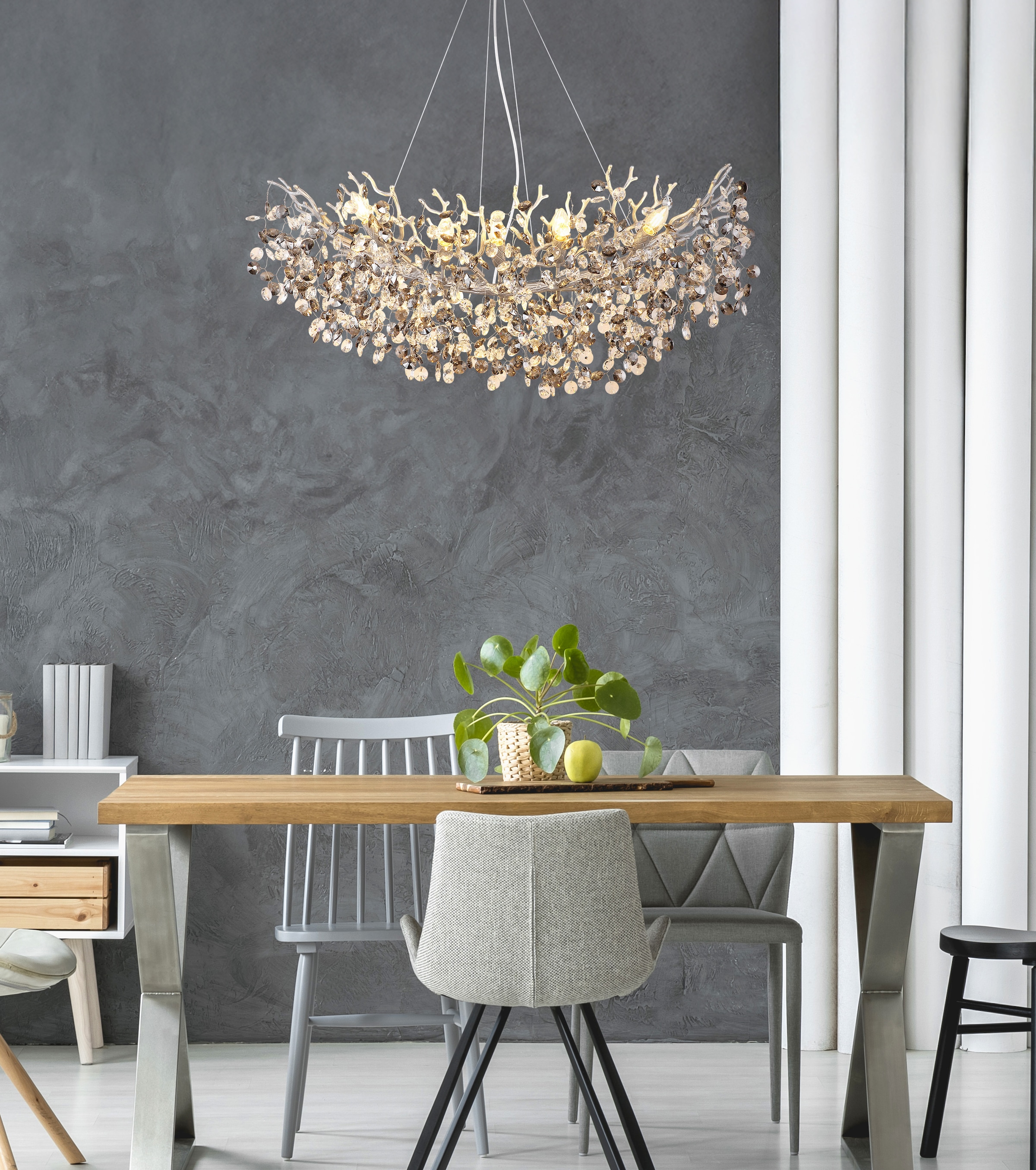 GLOBO LIGHTING Hängeleuchte »QUEENA« E14 1 Stk. Luster, Glaskristalle, höhenkürzbar, E14
