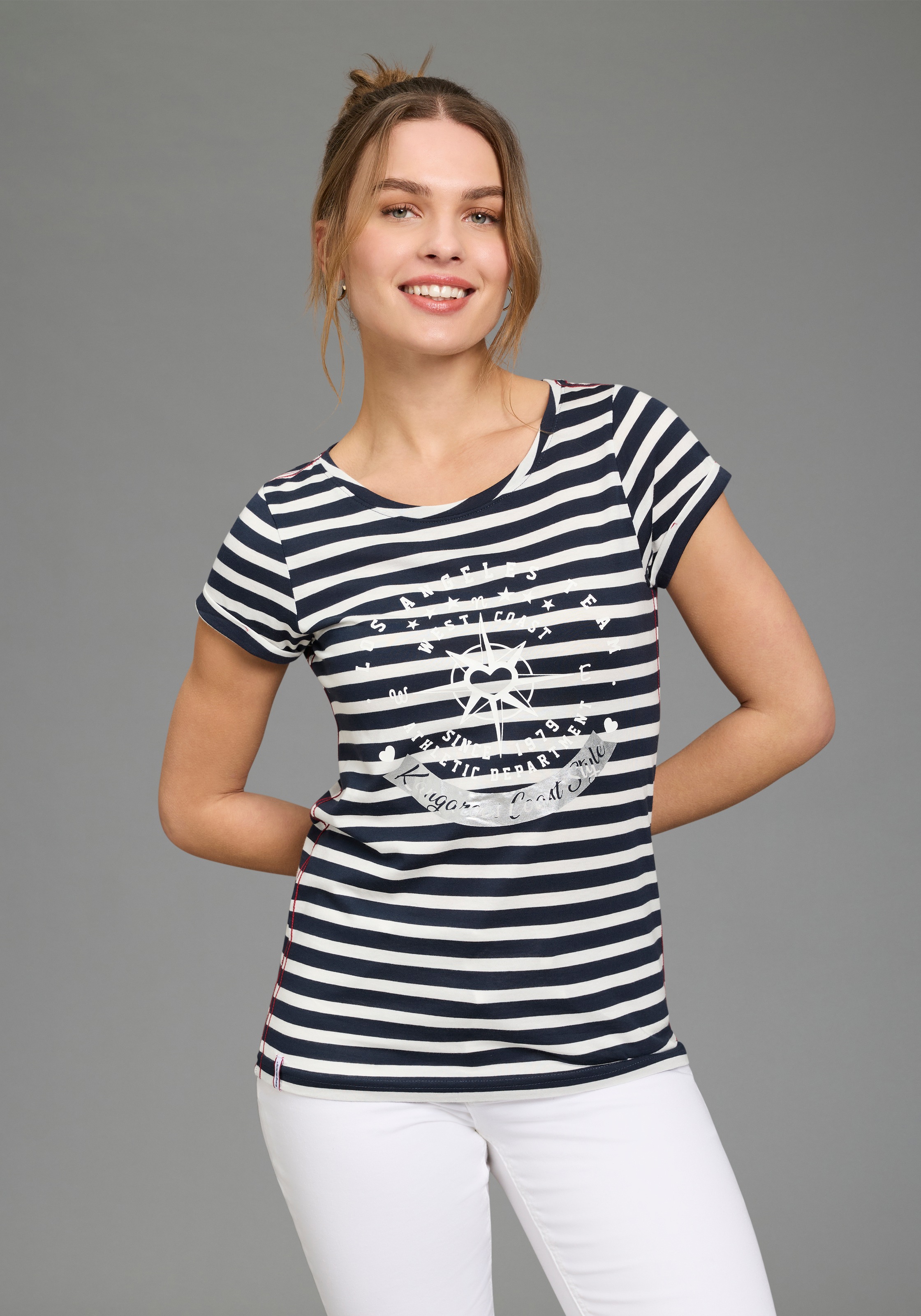 KangaROOS Print-Shirt Kurzarm, figurbetonter Schnitt, mit Metallic-Print günstig online kaufen