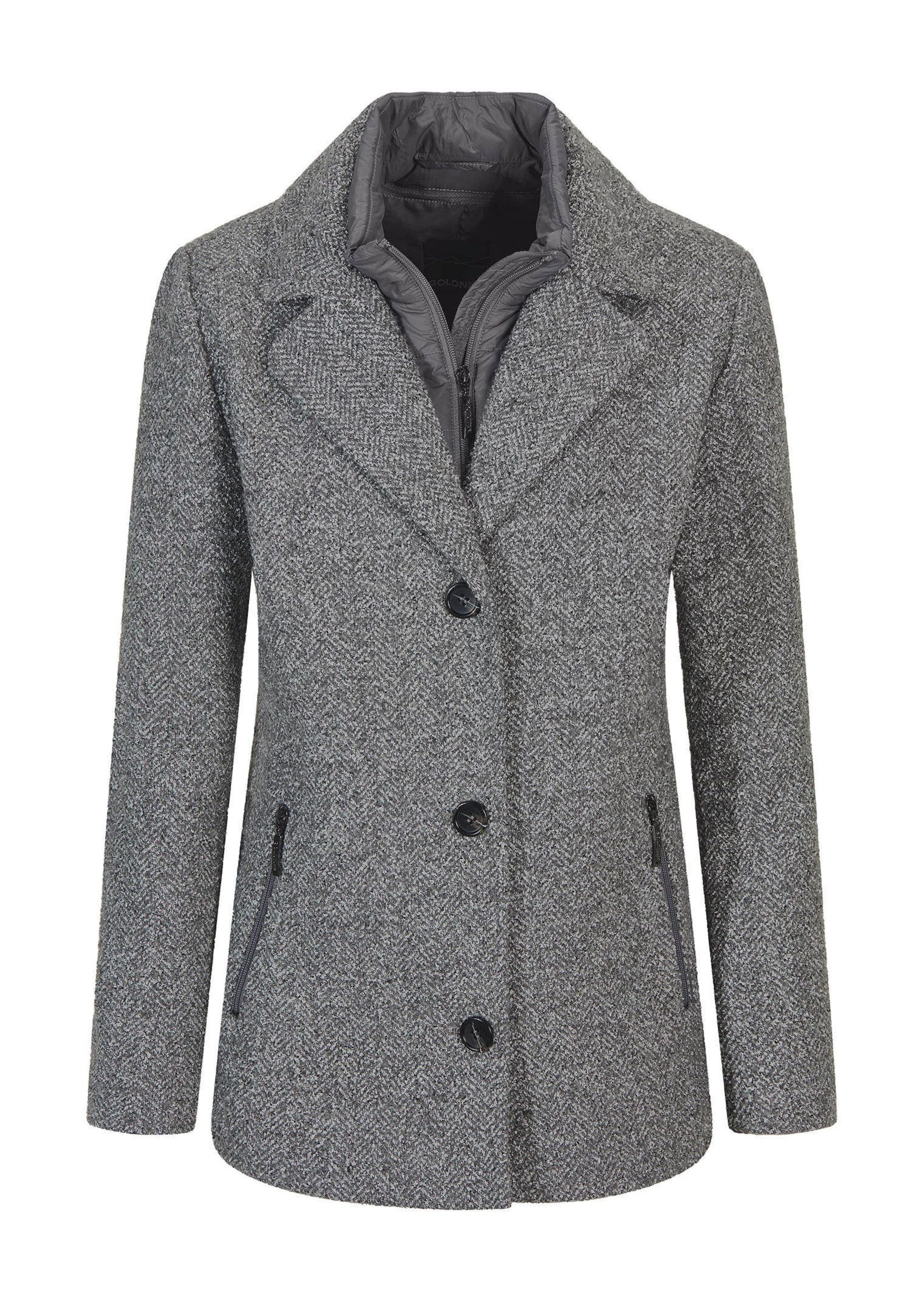GOLDNER Damen Kurzjacke "Kurzgröße Moderne Wolljacke mit Steppeinsatz", grau, Gr. 20, Obermaterial: 90% Polyester PES. 10% Wolle mw., Jacken, Mit