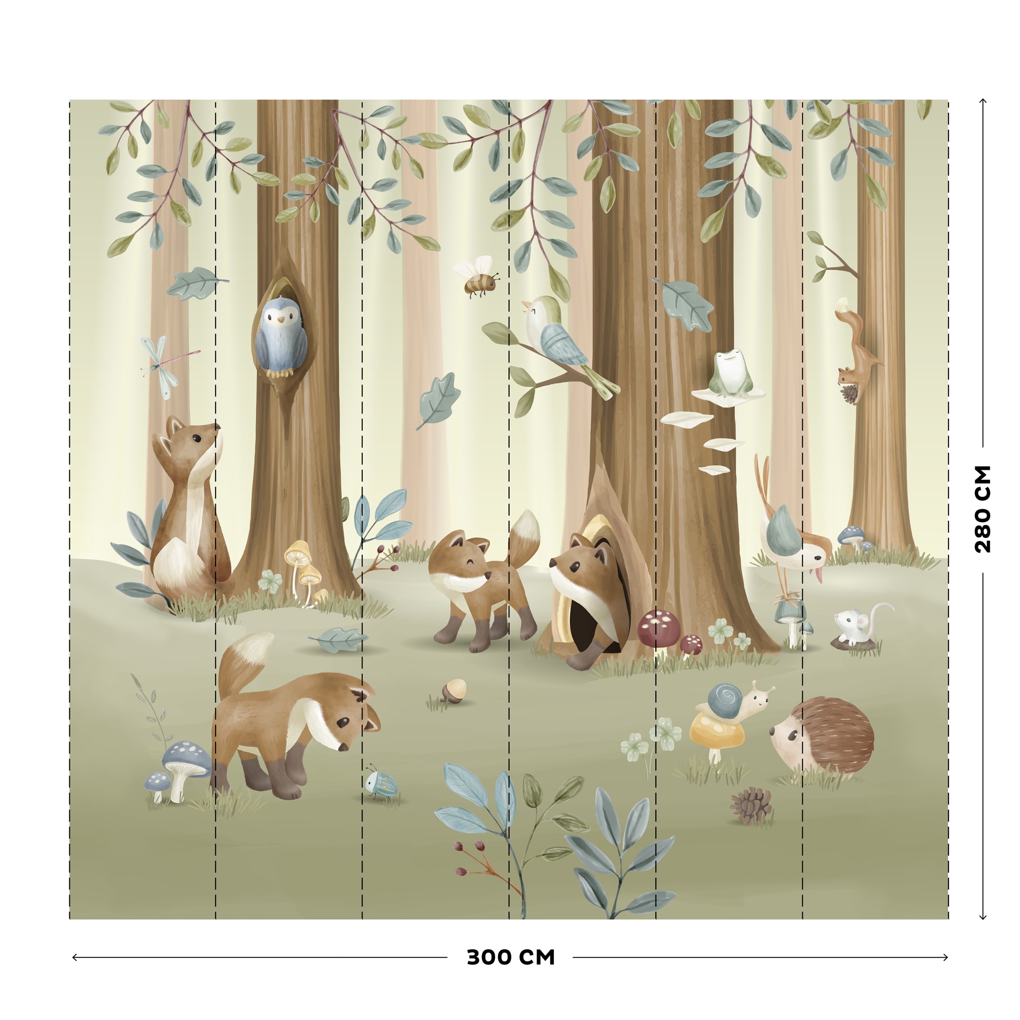 LITTLE DUTCH Fototapete »Forest Friends«, neutral, 280x300cm (LxB) ca. 8,4m2