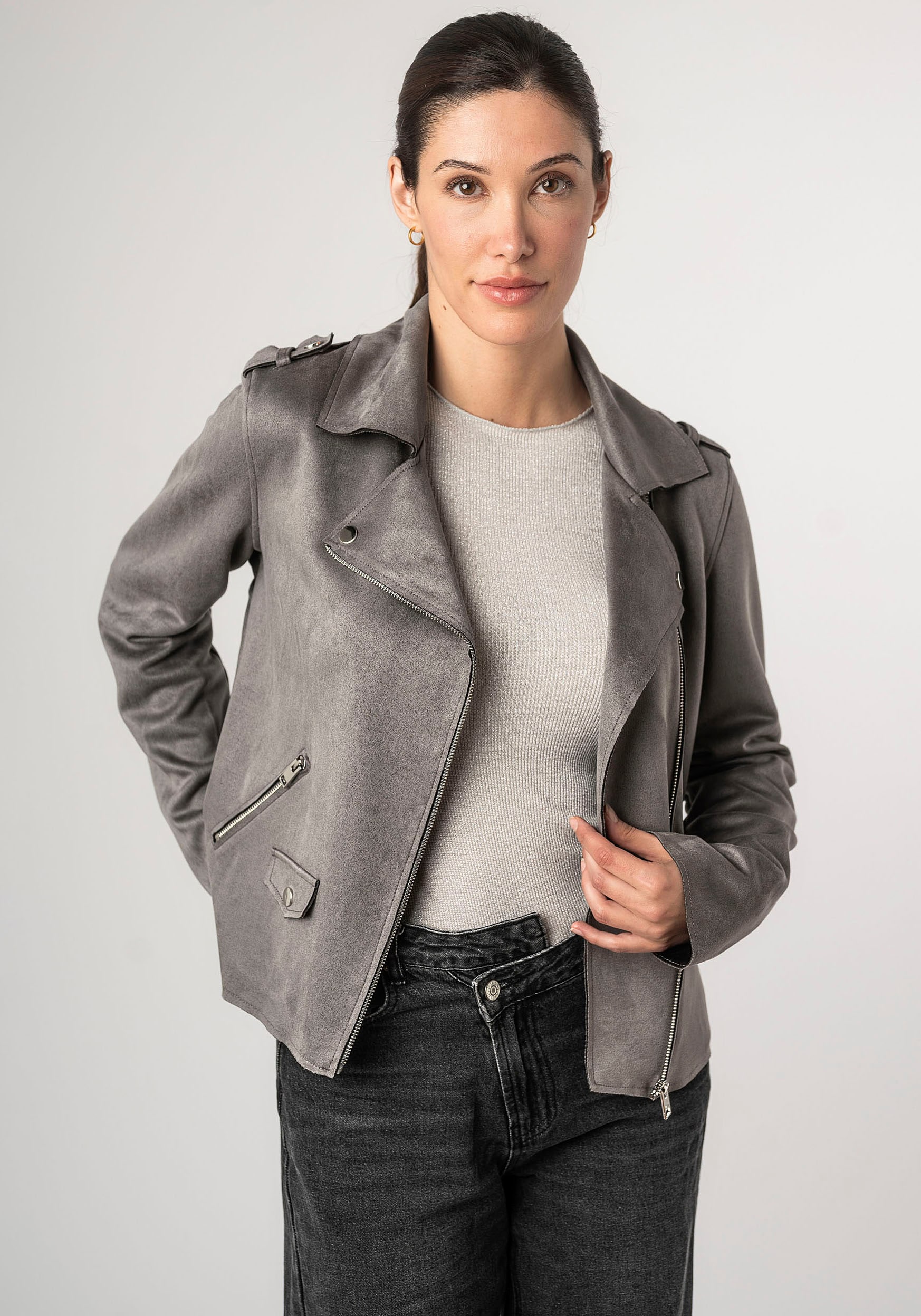 Mauritius Lederimitatjacke »2Wtomiwa« mit Schulterklappen, mit Nieten