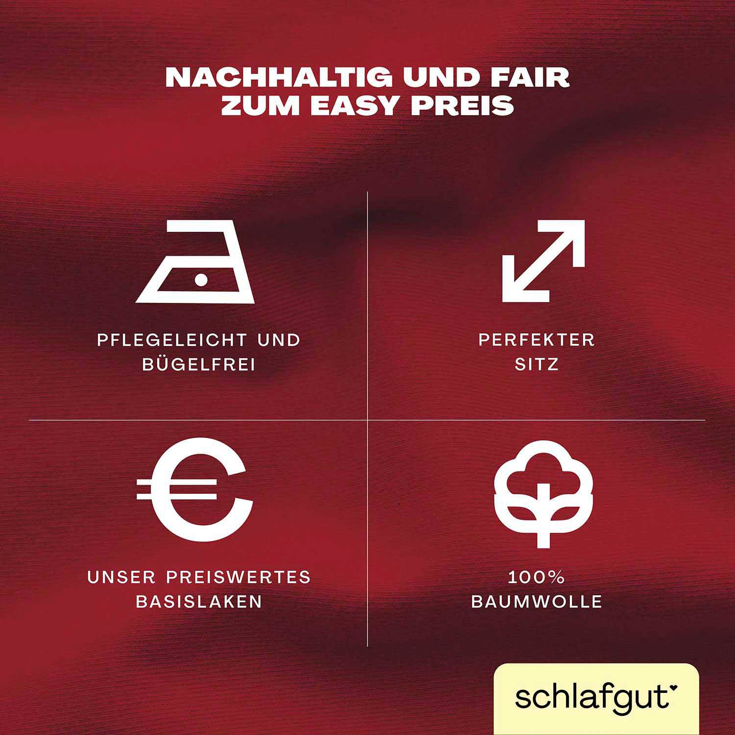 Thumbnail - Schlafgut Spannbettlaken "EASY JERSEY Bettlaken, 150 g/m², 100% Baumwolle, Spannbetttuch" Spannbettlaken bis 22 cm Höhe,...