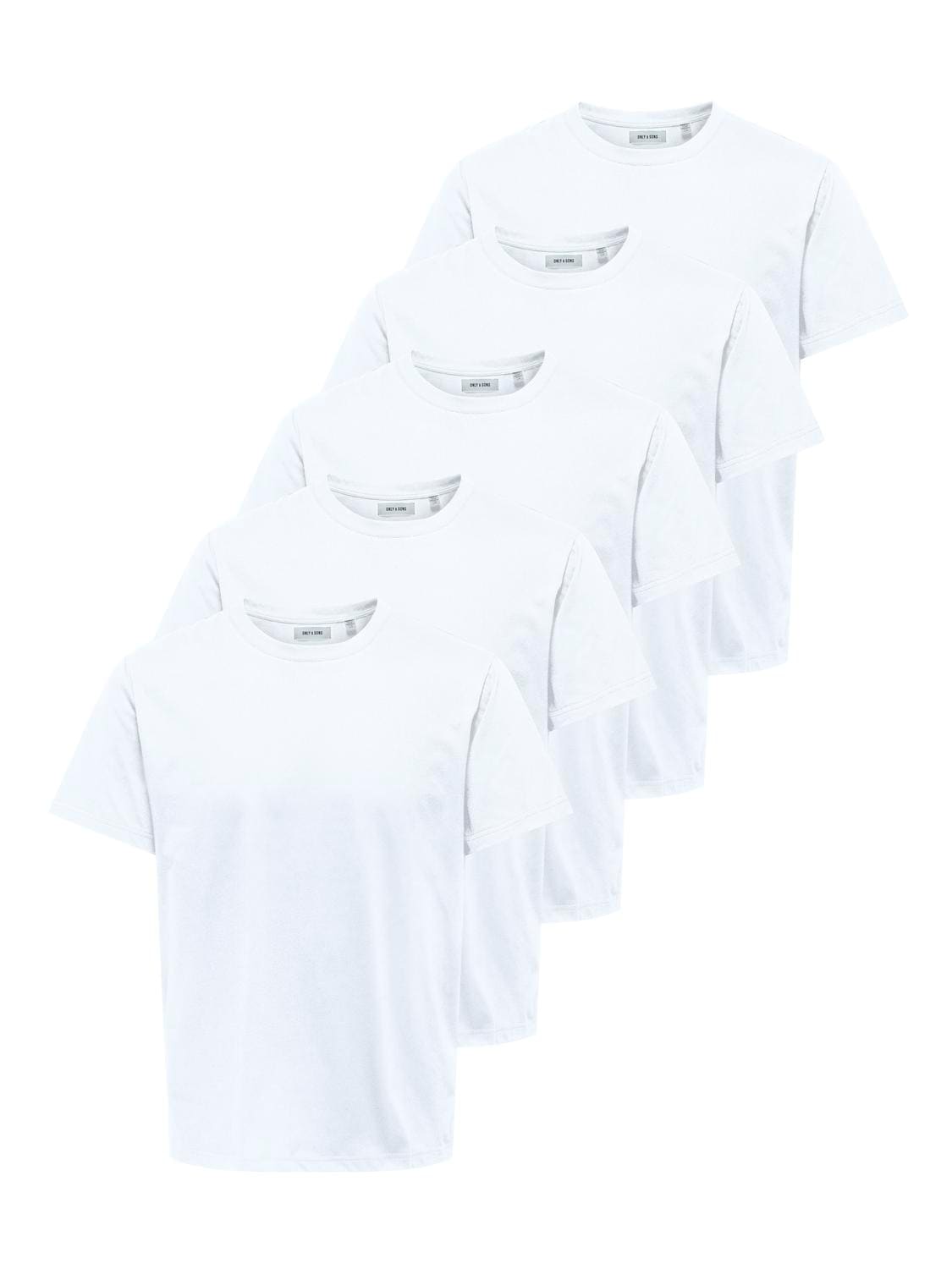ONLY & SONS Rundhalsshirt "ONSJEFF REG SS TEE 5-PACK OTL" Packung, 5 tlg.